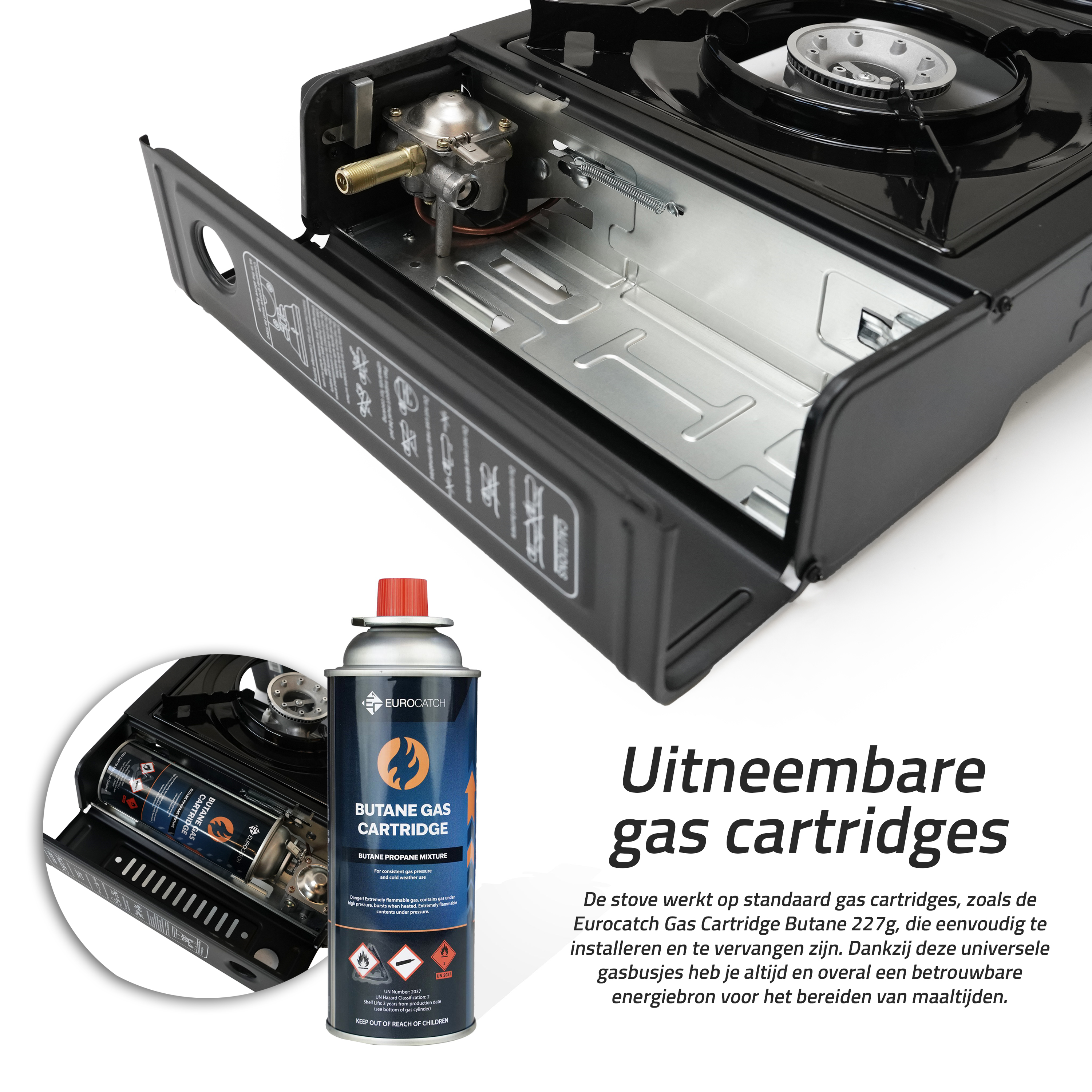 Réchaud à gaz double Eurocatch Réchaud à gaz 2 brûleurs avec 16 bonbonnes de gaz