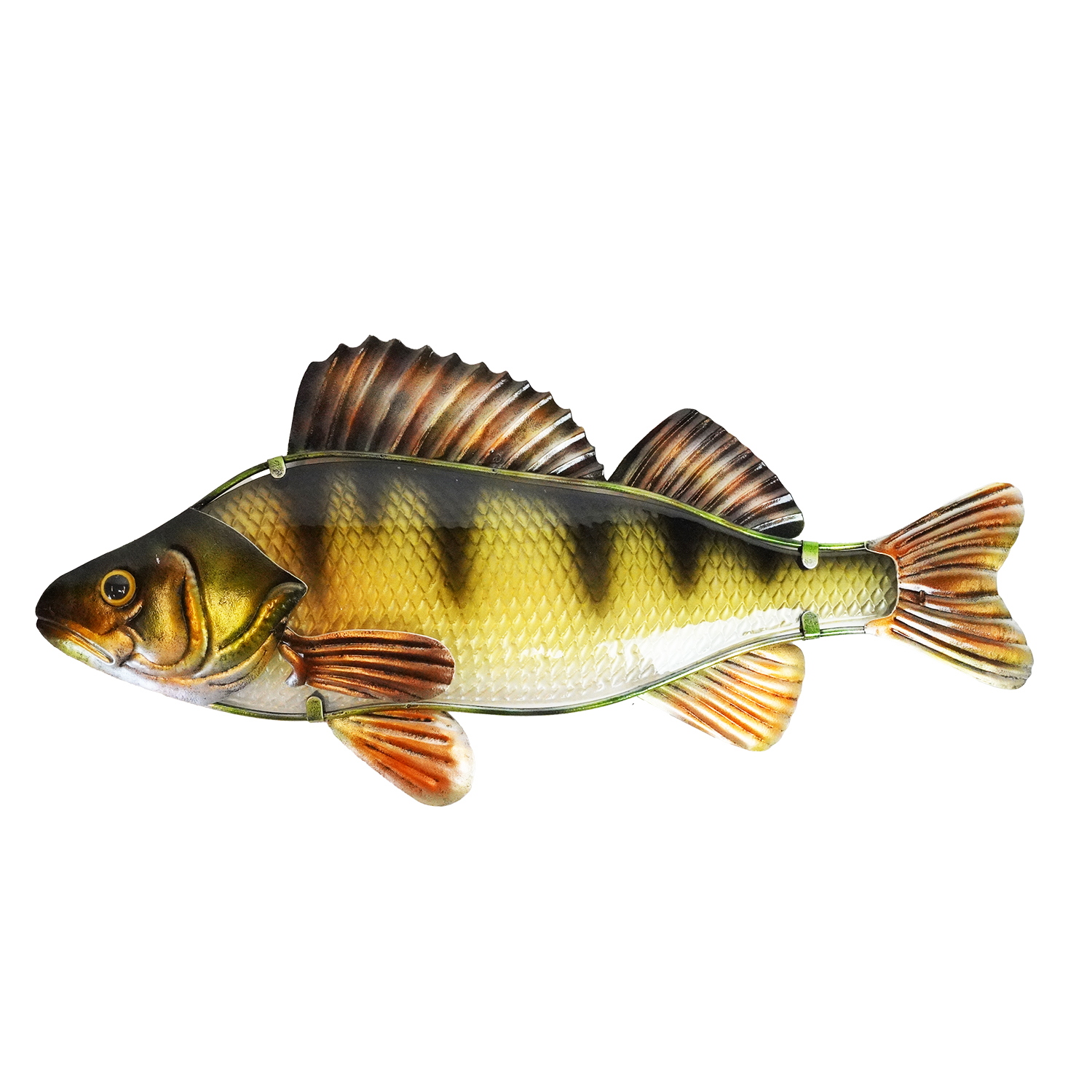 Eurocatch Ensemble de décoration murale brochet et perche - Décoration murale - 90 cm - Métal et verre 3D - Art - Astuce cadeau