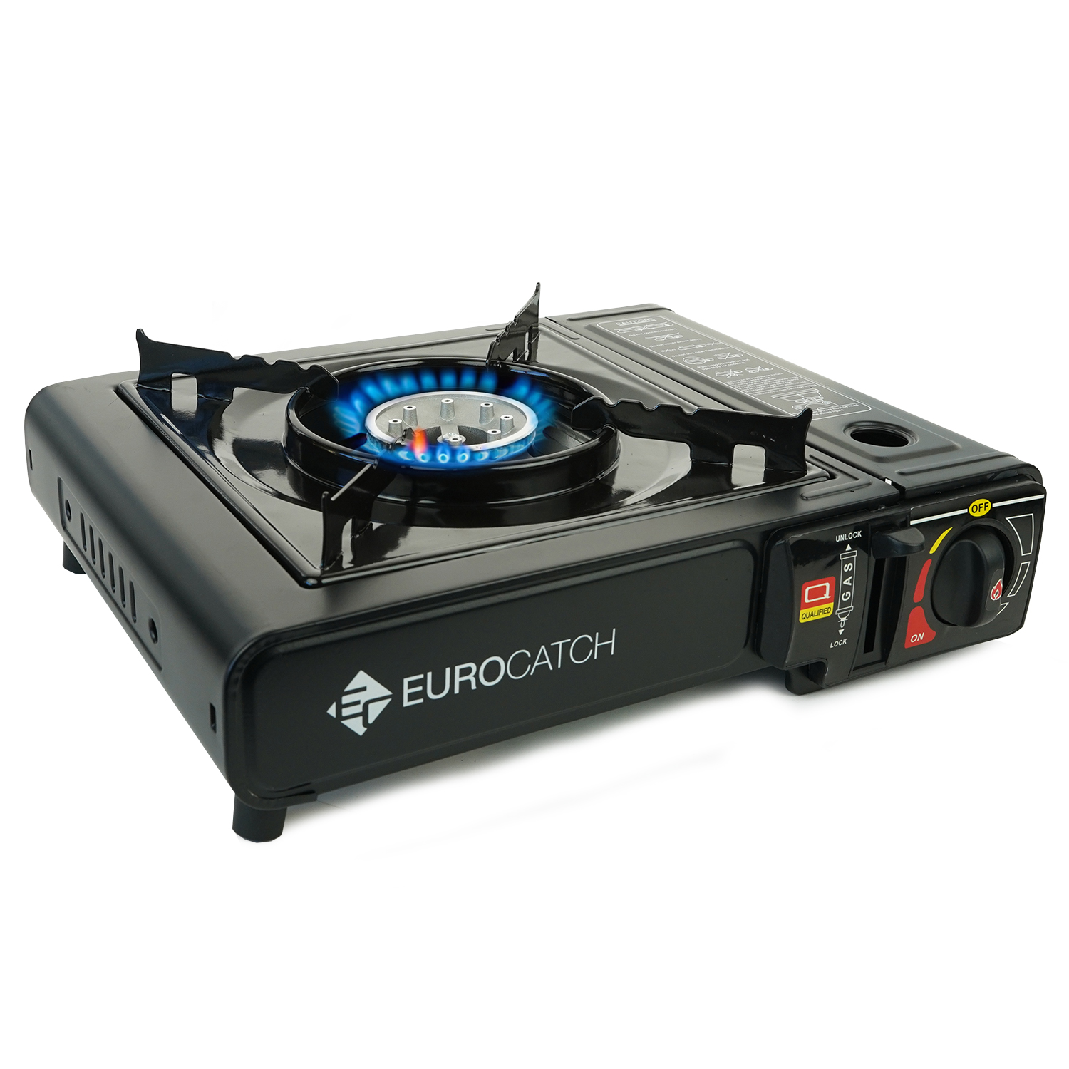 Eurocatch Outdoor - Réchaud à gaz - avec 4 bonbonnes de gaz - Réchaud à gaz - Réchaud de camping - Brûleur à gaz - Réchaud à gaz - Réchaud à gaz - Cuisinière - Mallette de transport