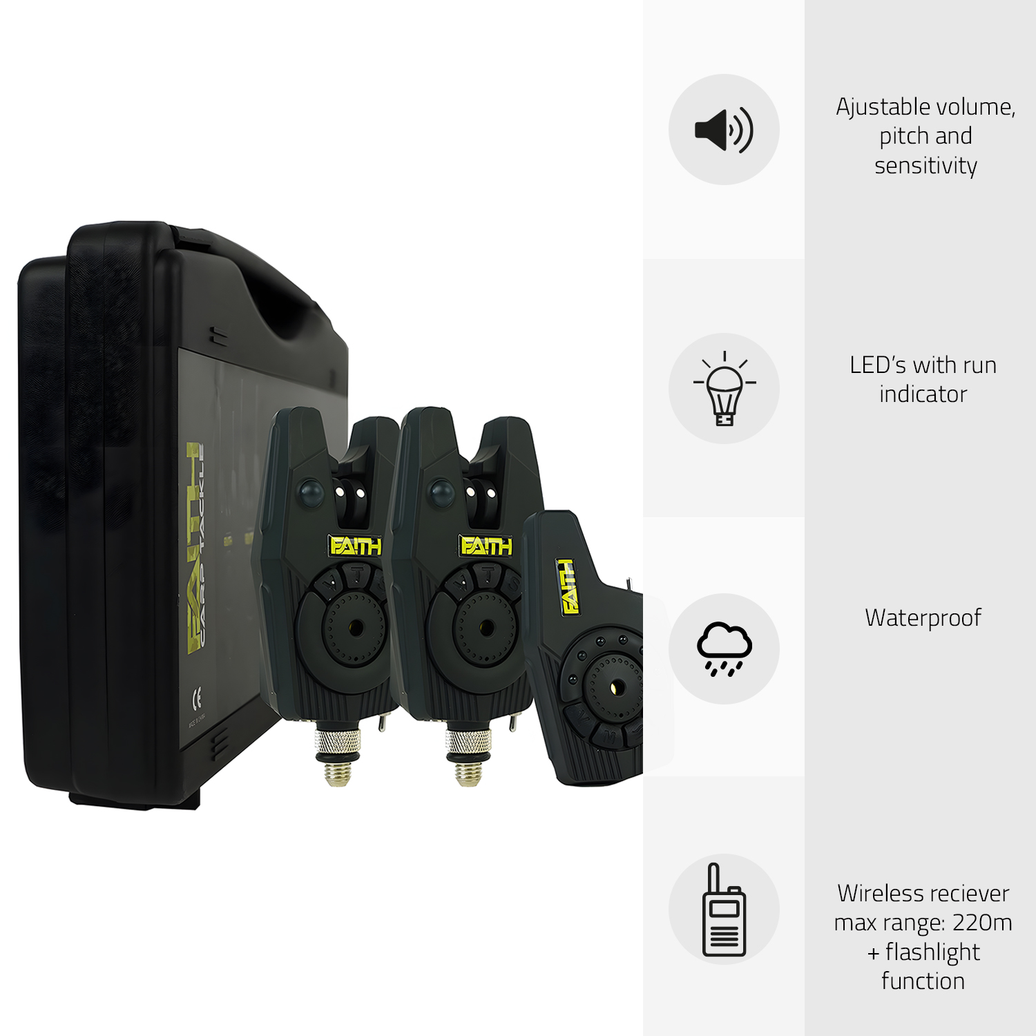 Ensemble d'alarme de morsure Faith Detector 2+1 - dans un étui robuste