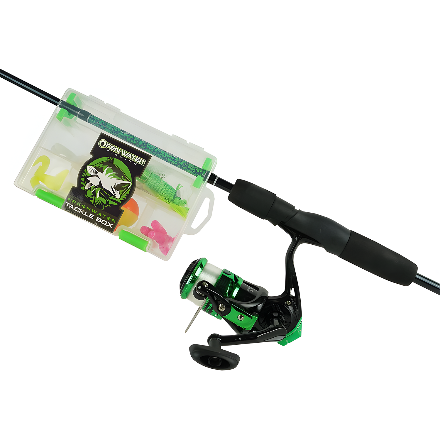 Eurocatch Spinnruten-Set mit Kescher – Komplettes Casting-Ruten-Set mit Rolle und Kescher – 31-teilig – Vert – Angelrute – Geschenkidee