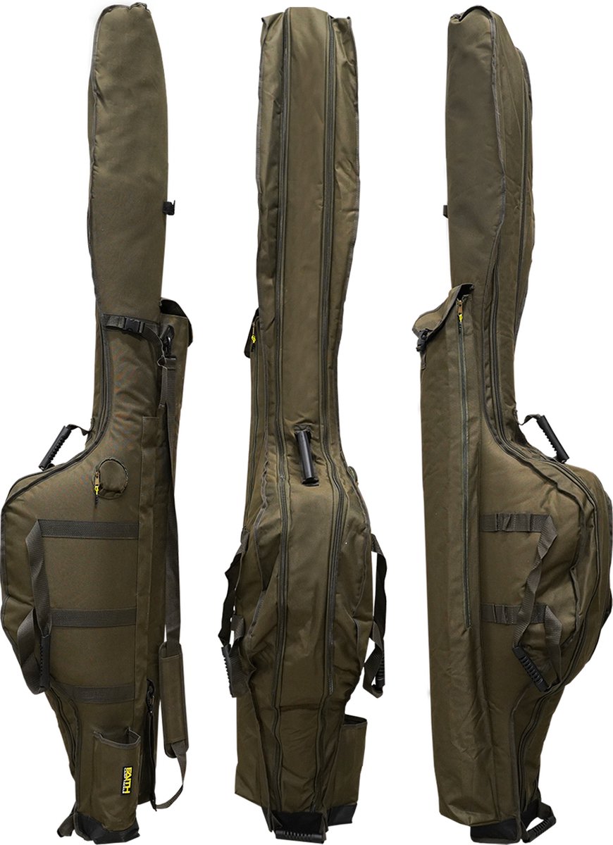 Ensemble de sacs de pêche Faith - Sac à canne - Sac à dos de pêche - Vert - Carryall - 12ft Holdall - Ensemble Deluxe - Ensemble Stalker