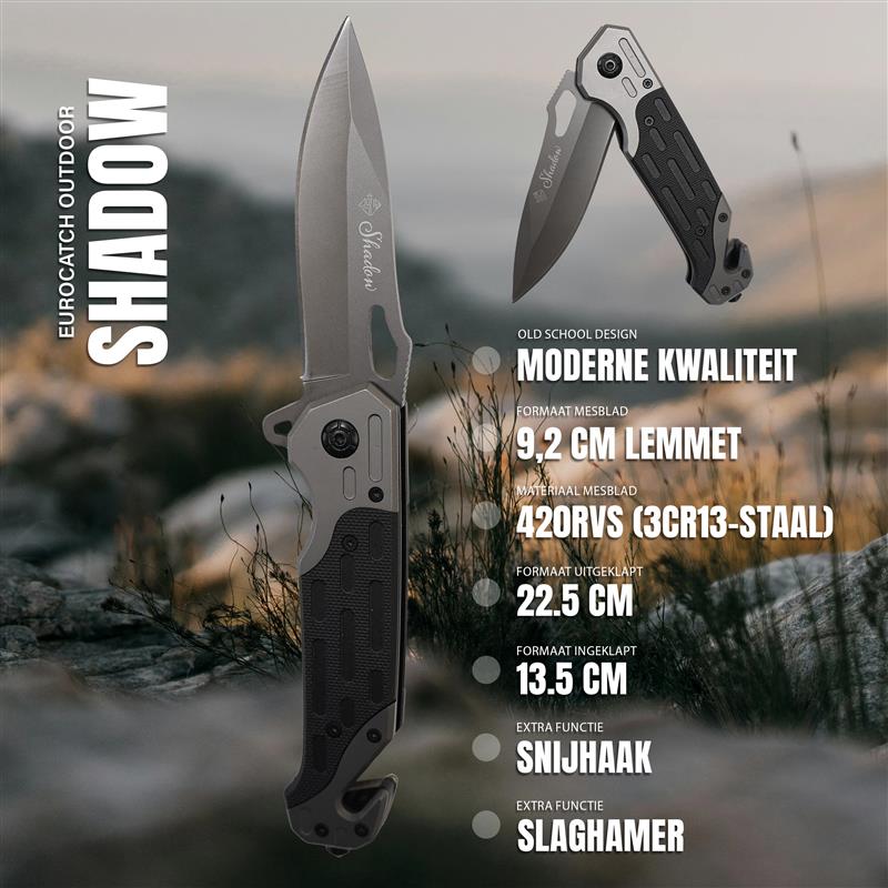 Eurocatch Shadow Couteau Pliant – Design Moderne, Fonctionnalité Maximale
