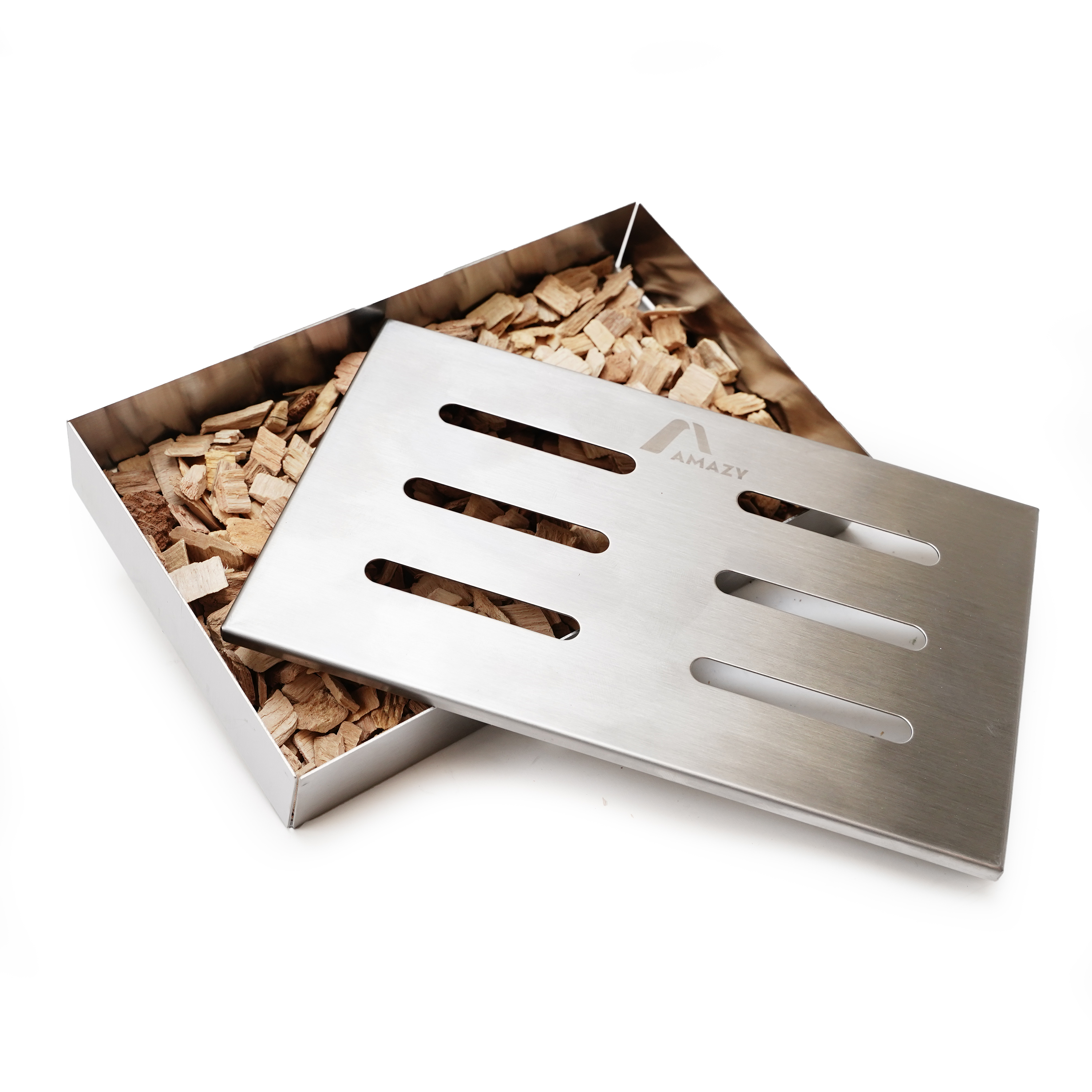 Eurocatch Set de Bois de Fumage avec Boîte à Fumage en Acier Inoxydable – Inclus 3 x 4L de Copeaux