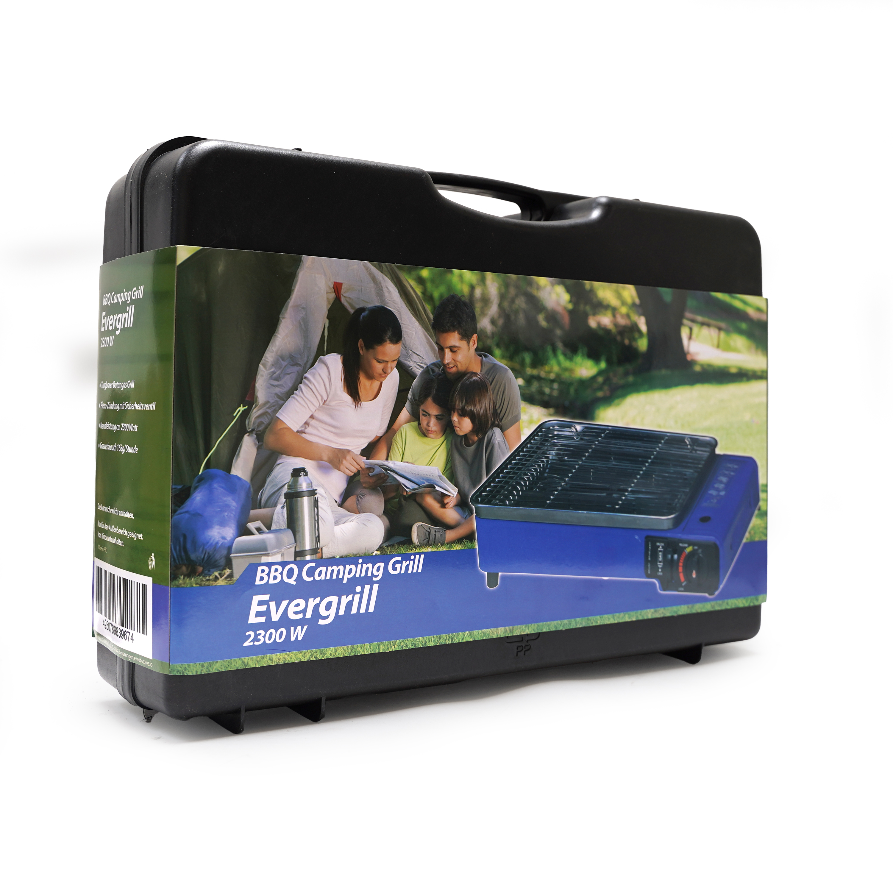Eurocatch Gaz Butane Camping Grill Evergrill - Barbecue à gaz - Réchaud de camping - Grill de table - Barbecue de table -incl. 16 Bidons de gaz