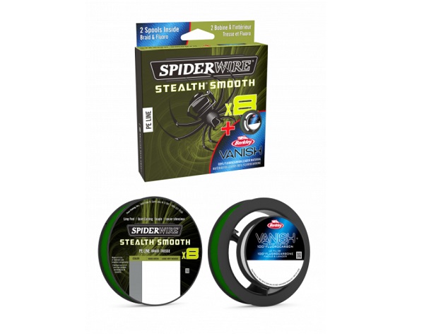 Smooth 8 & Vanish Fluorocarbon Duo Spool - Moss Green/Clear Fluo - 150/50m - 0.11mm/0.32mm - Tresse