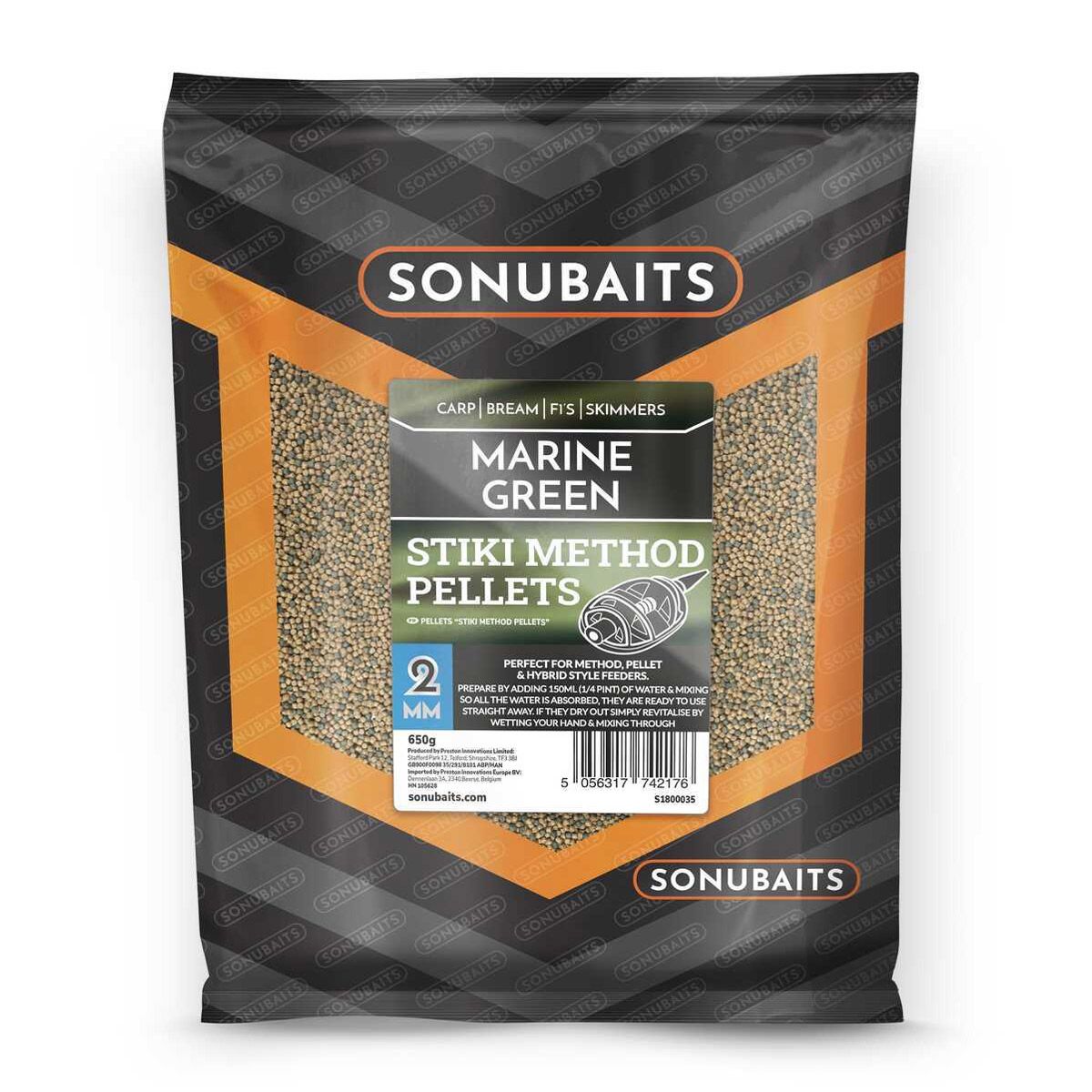 Sonubaits Stiki - Marine Green - Method Pellets - 4mm - 650g