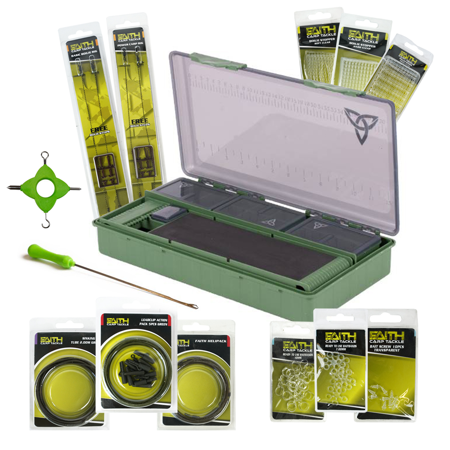 Faith Carp End Tackle Set - Kit de montage carpe - Matériel de leader - Dans une boîte de pêche de luxe