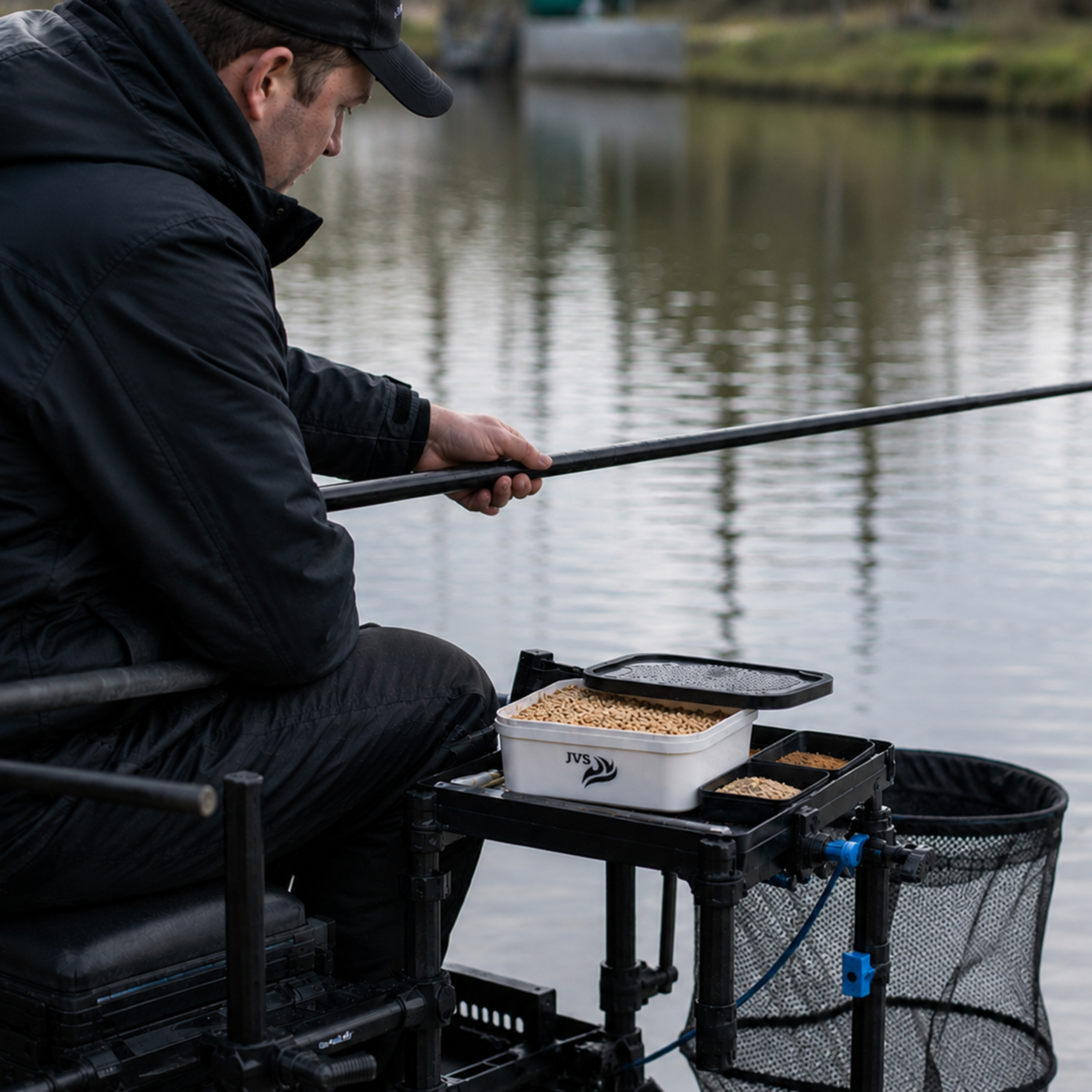 Boîte à asticots JVS avec joint en caoutchouc – tamis à pellets inclus – basse