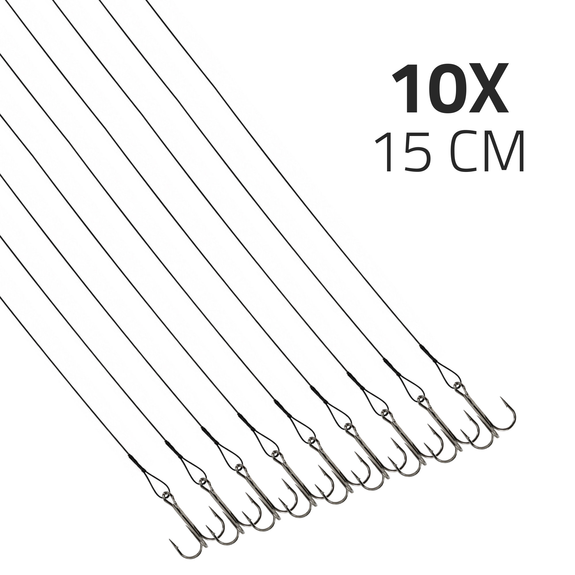 DLT Bas de ligne en acier avec hameçon triple sur carte – 30 pièces – 3 tailles