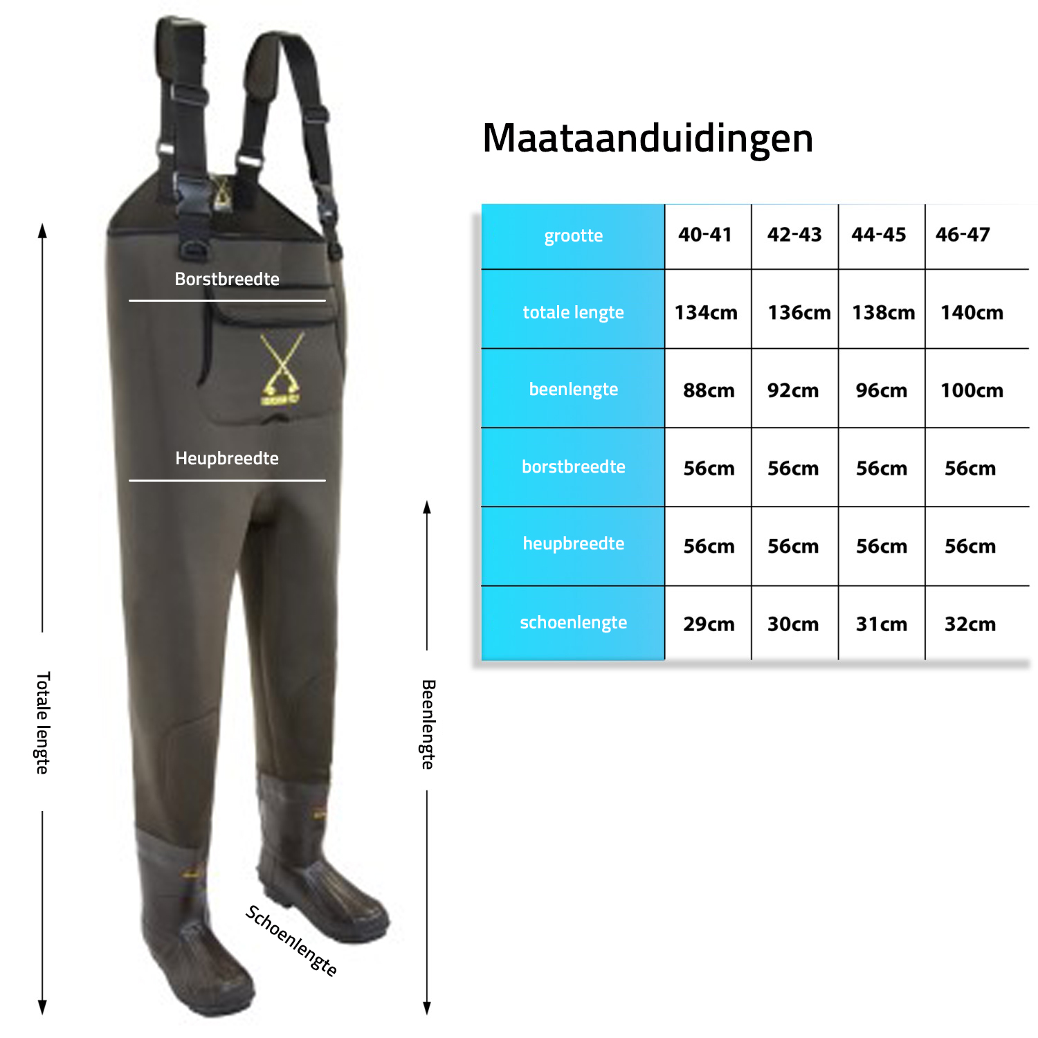 Wader en néoprène Thinsulate 3M - Combinaison de wading en néoprène - Taille 40-41