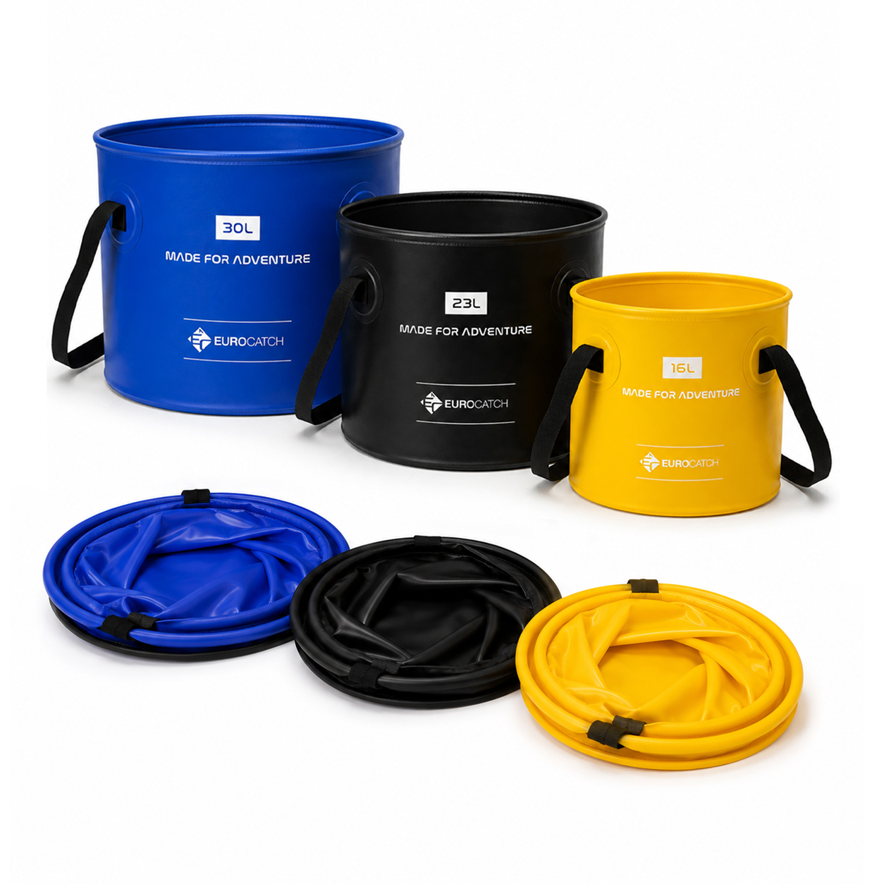 Eurocatch Seaux pliables – 16L-23L-30L – Set de 3