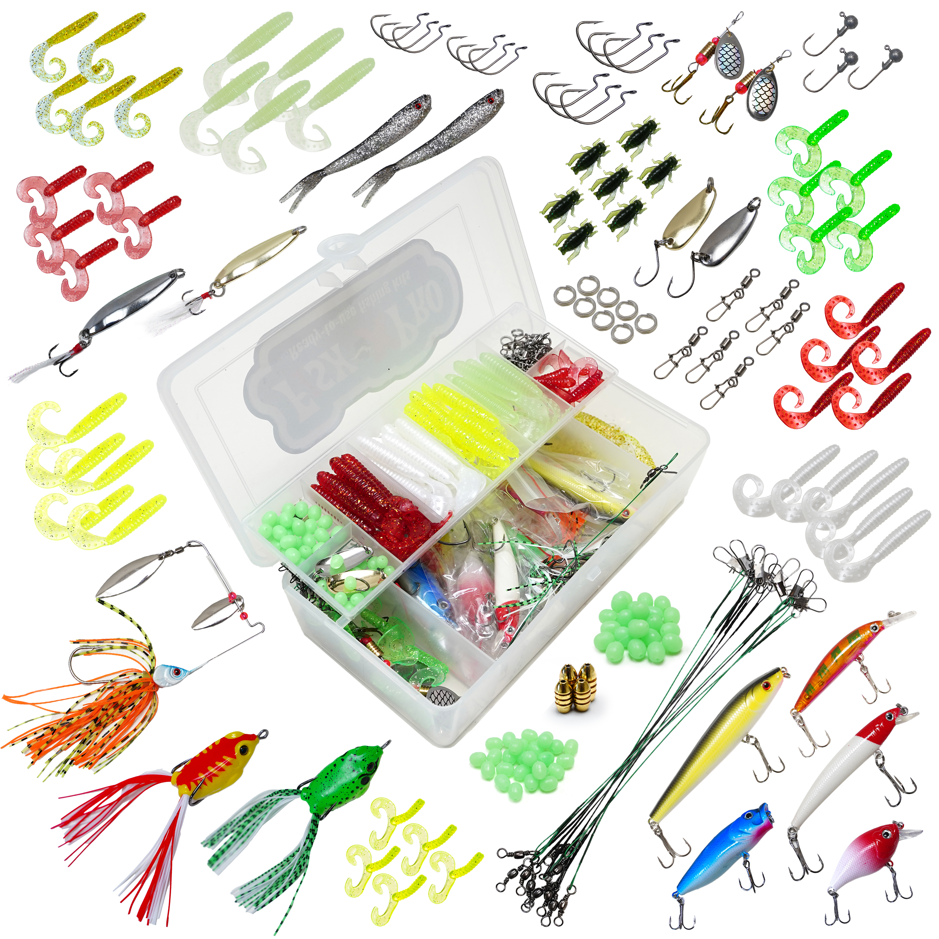FishXpro Kit de pêche aux carnassiers 215delig - avec boîte à matériel - Kit Roofvis