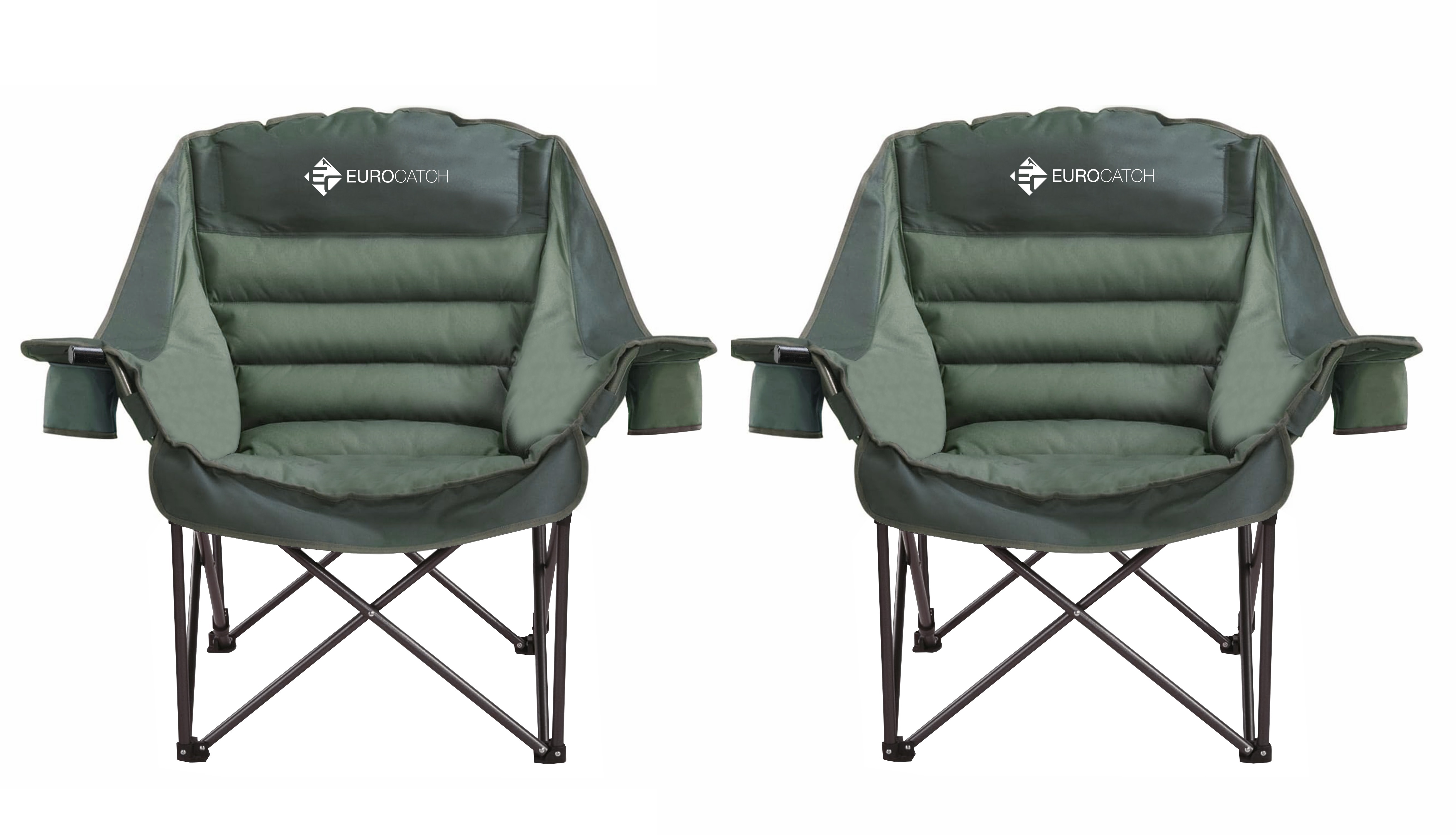 Eurocatch Comfy Club Chair XXL - 2pcs - Pliable avec 2 Porte-Gobelets 