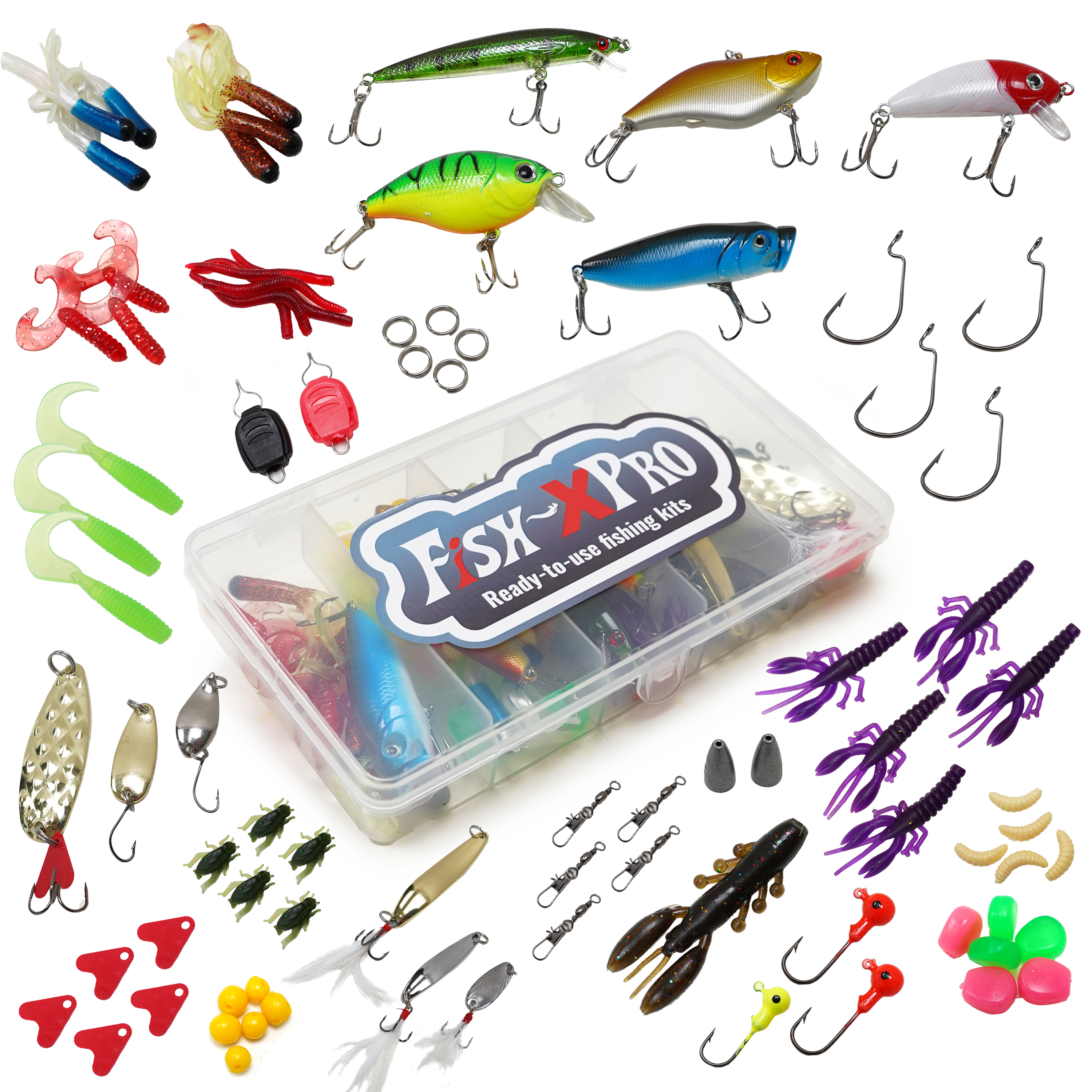 FishXpro Leurre set 88 pièces avec Tacklebox