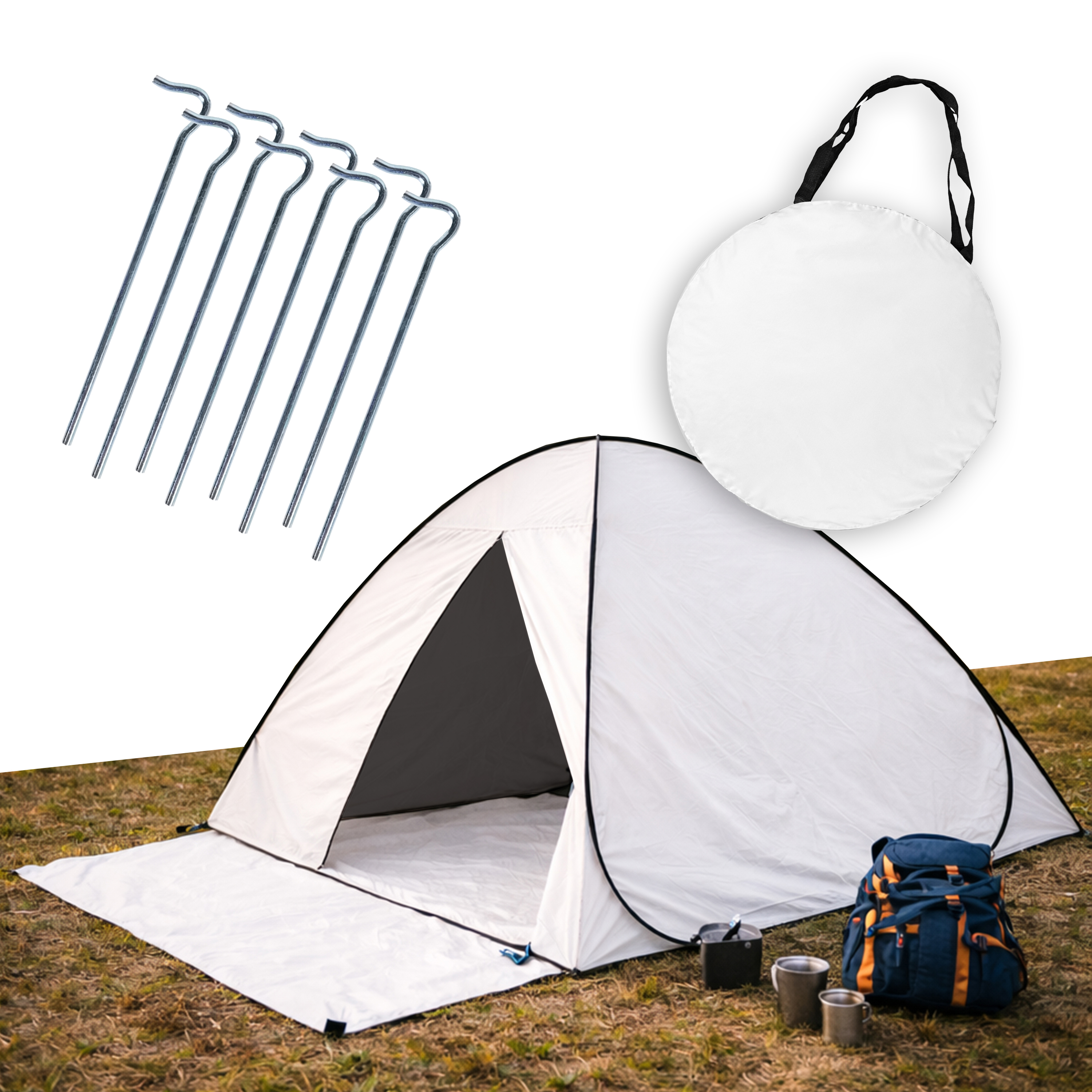 Eurocatch Festival Tent - Wit - 200x 130cm Waterproof - 210D Oxford