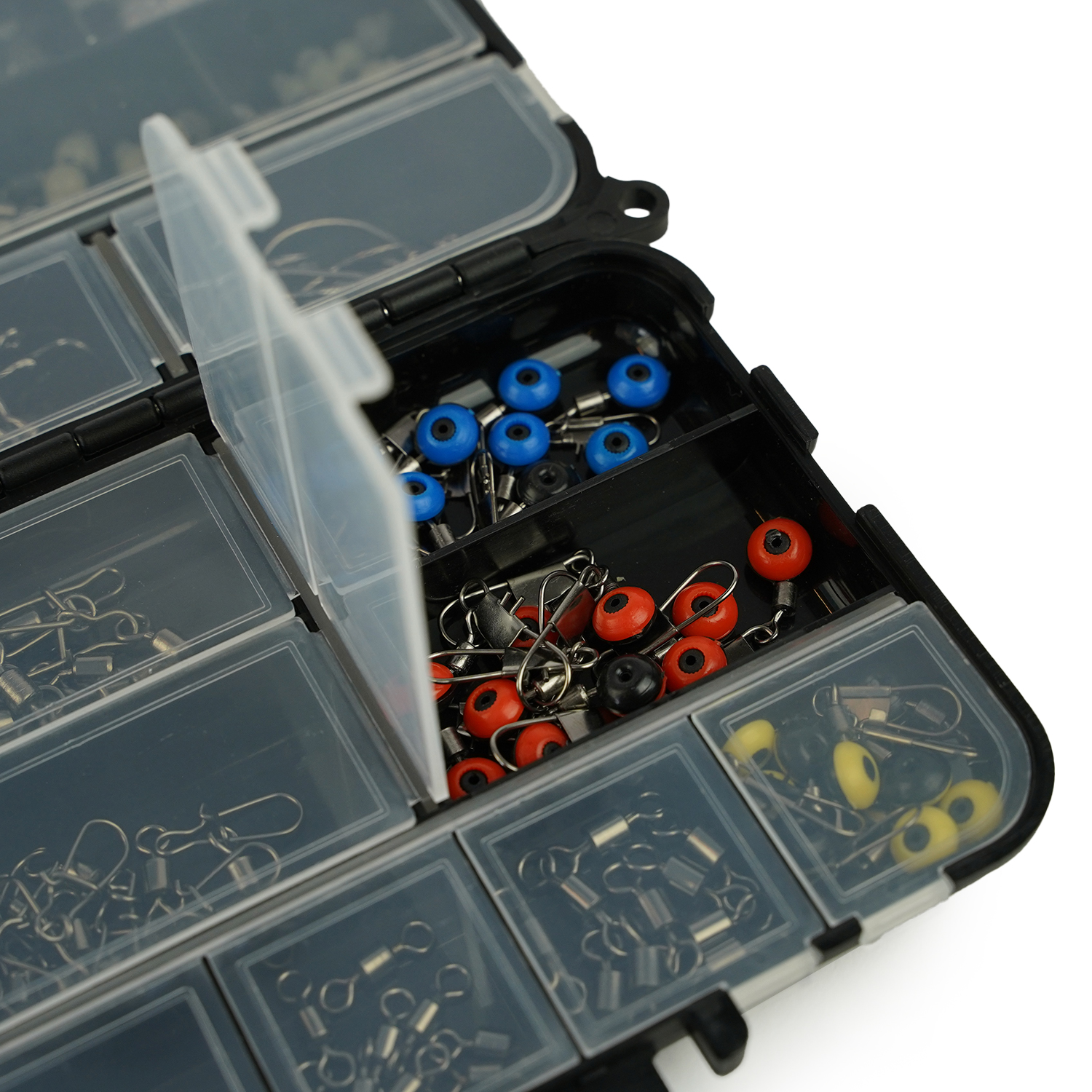 Fish-Xpro Hook&Swivel set - 177 pièces - Hameçons - Émerillons - Poids de pêche - y compris Tacklebox