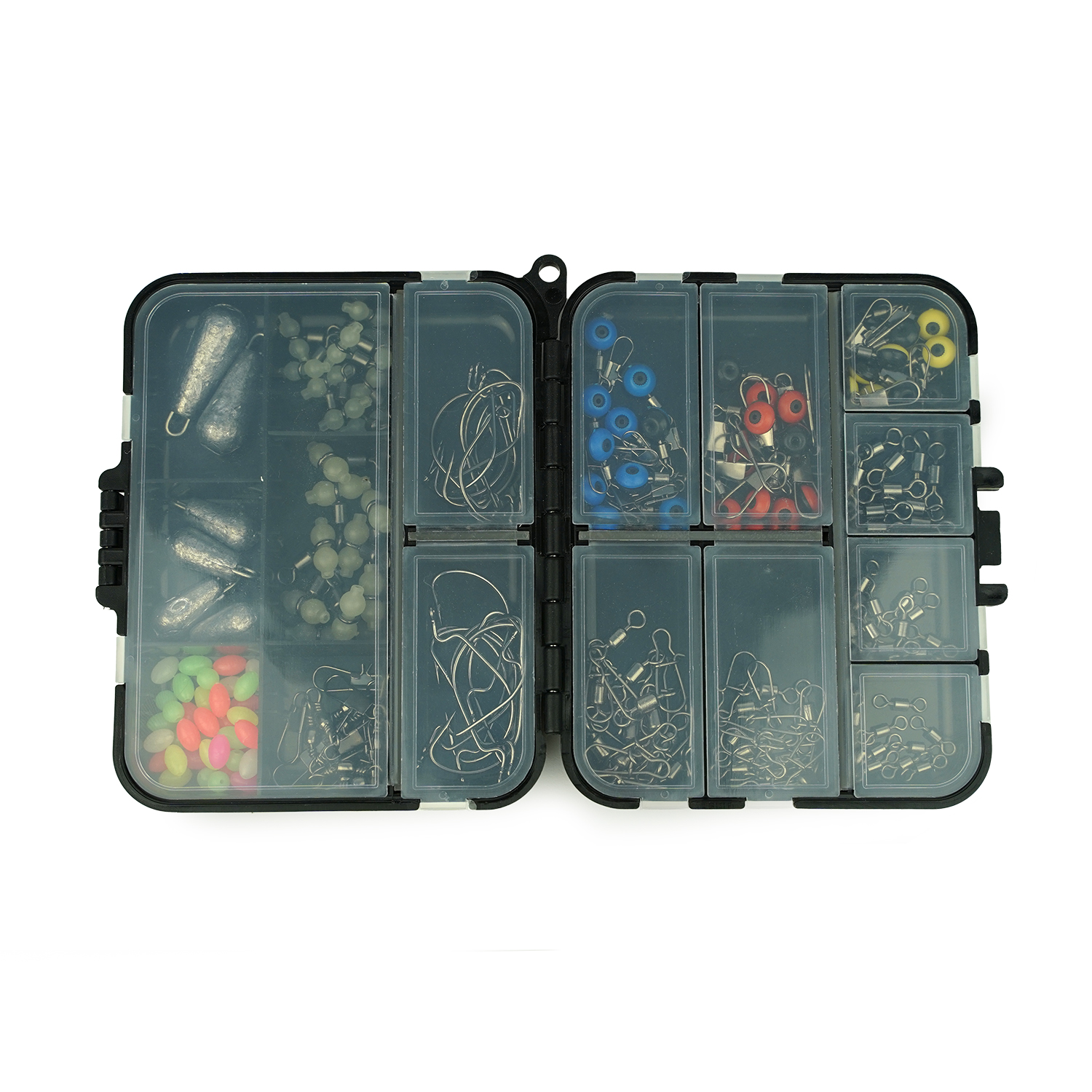 Fish-Xpro Hook&Swivel set - 177 pièces - Hameçons - Émerillons - Poids de pêche - y compris Tacklebox