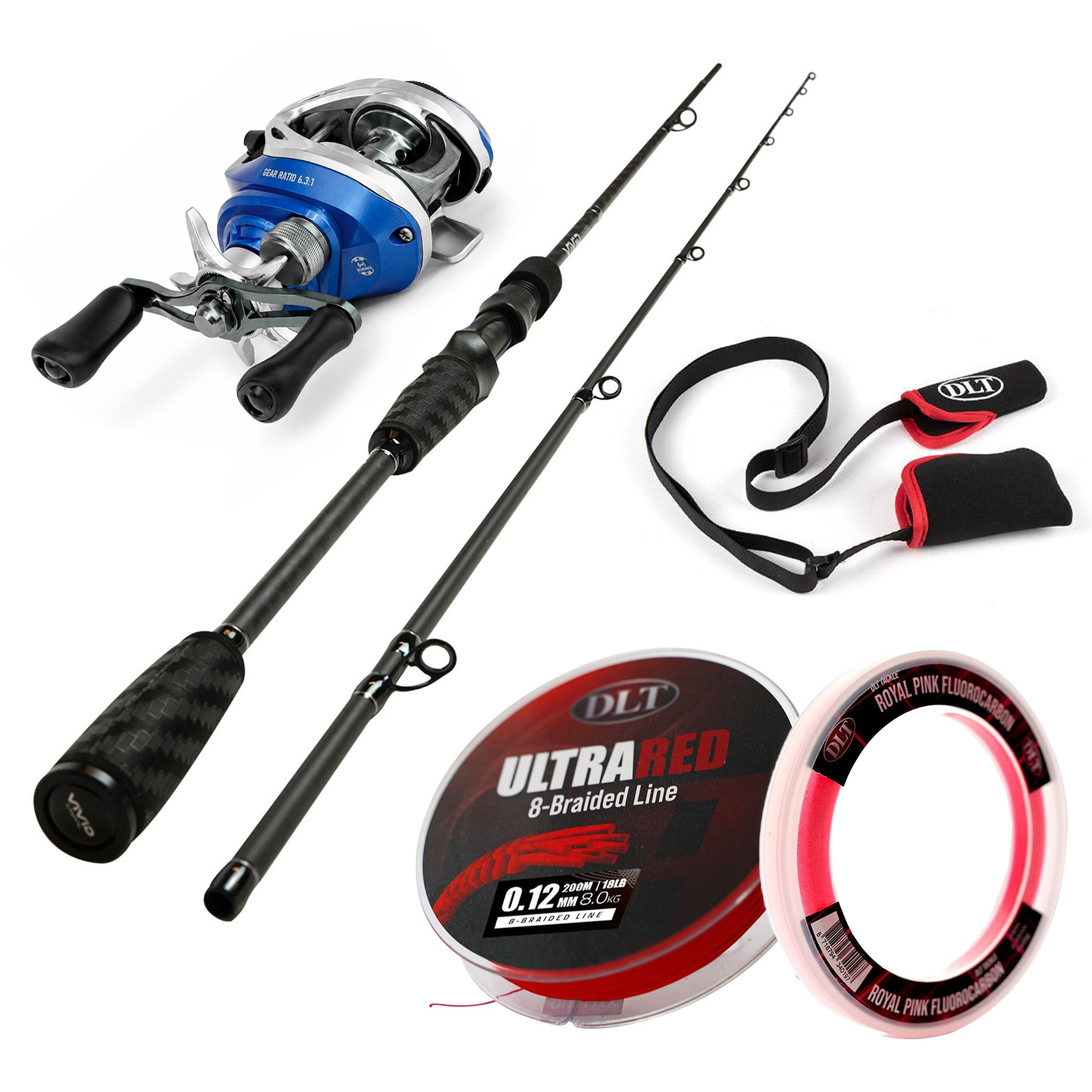 Set Casting DLT Vivid – Kit Complet avec Canne, Moulinet Baitcasting, Fil Tressé, Fluorocarbone et Housse
