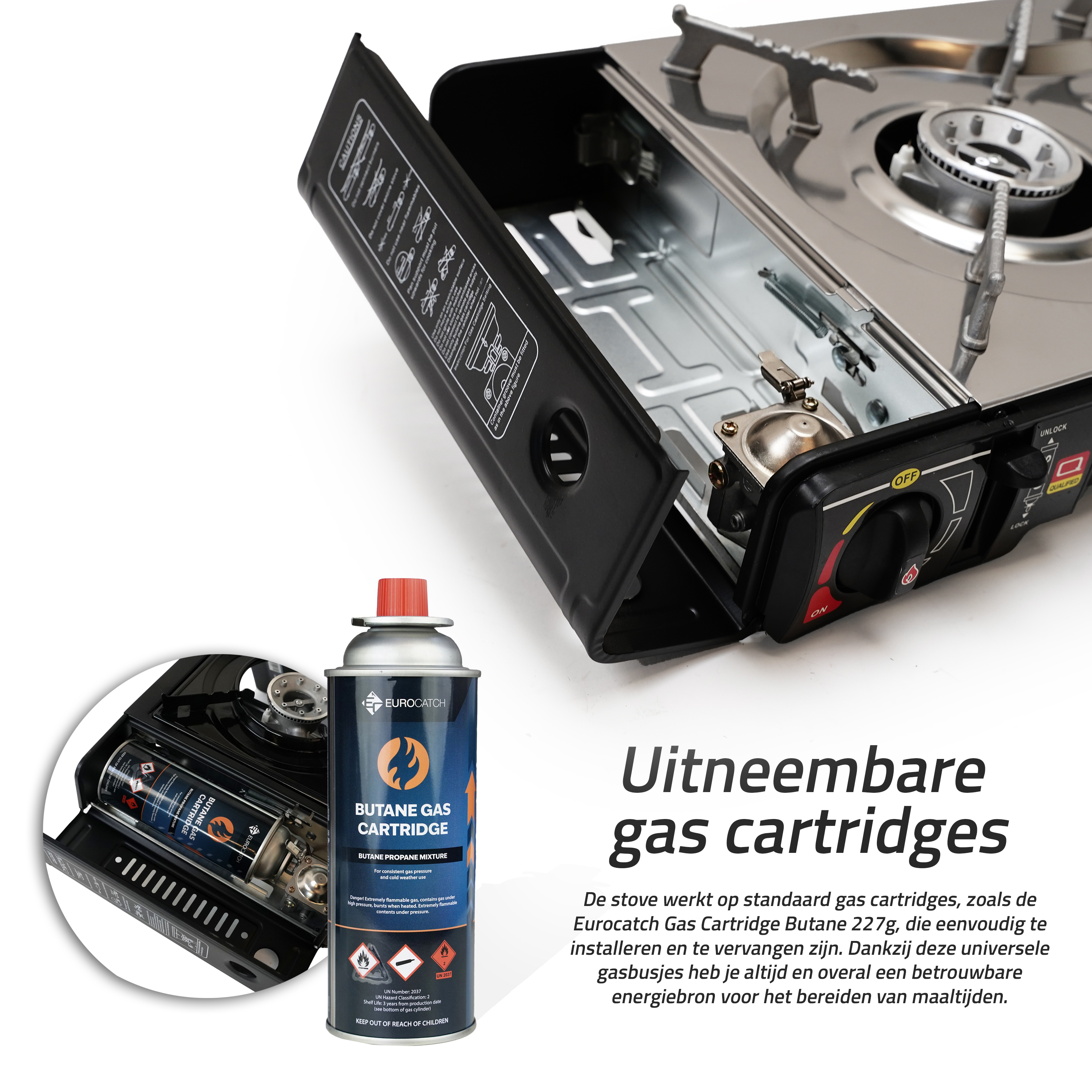 Réchaud à gaz double Eurocatch Réchaud à gaz 2 brûleurs avec 16 bonbonnes de gaz