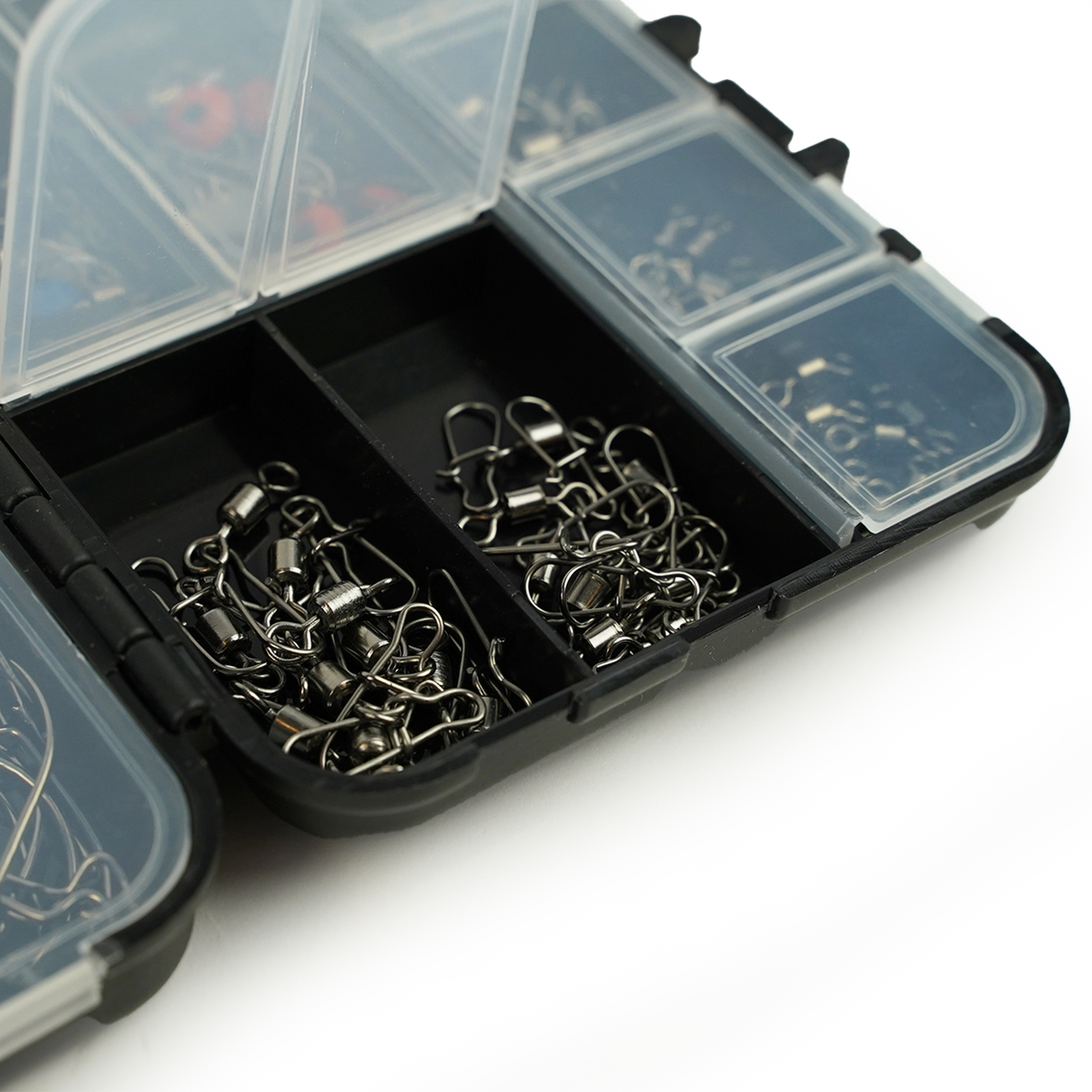 Fish-Xpro Hook&Swivel set - 177 pièces - Hameçons - Émerillons - Poids de pêche - y compris Tacklebox