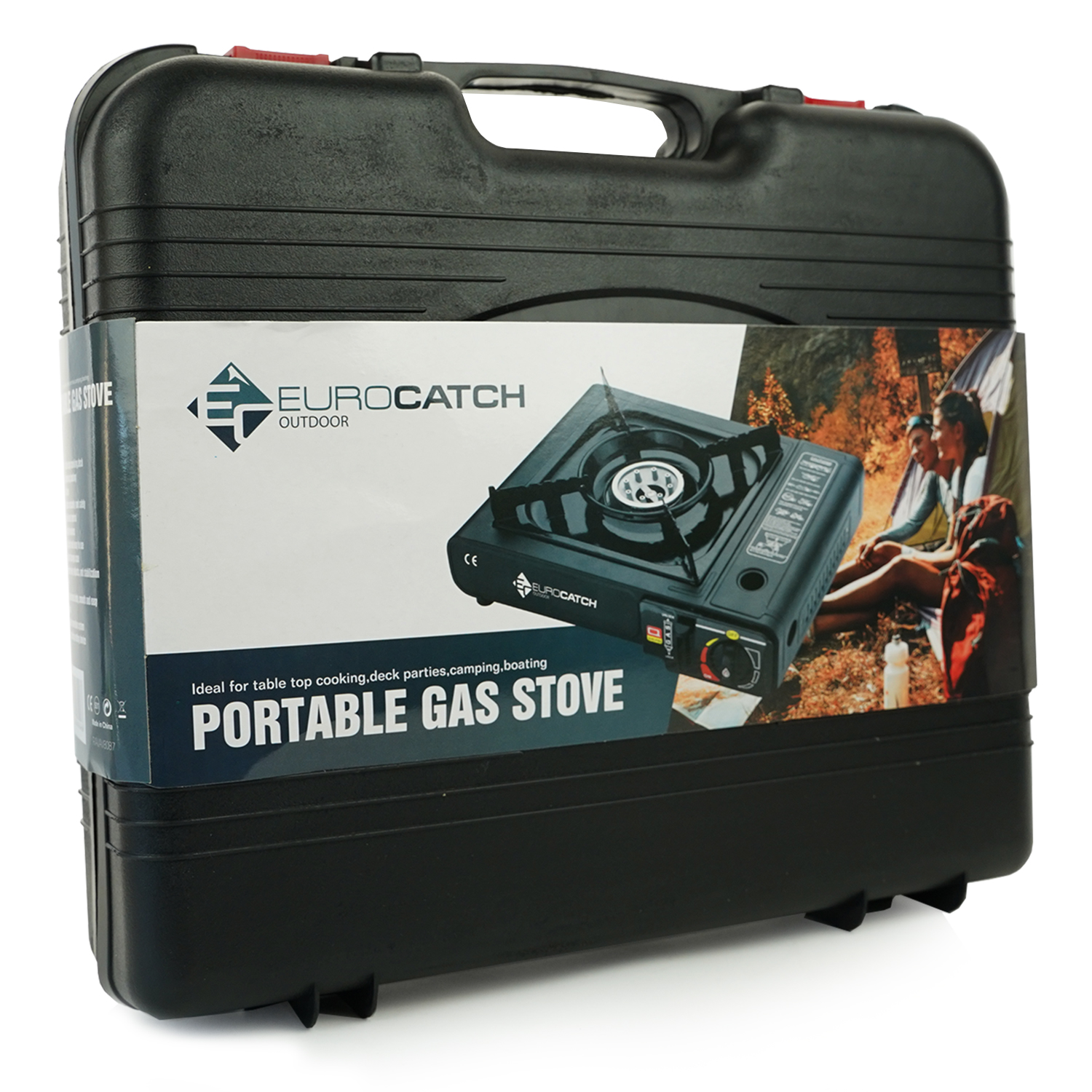 Eurocatch Outdoor - Réchaud à gaz - avec 4 bonbonnes de gaz - Réchaud à gaz - Réchaud de camping - Brûleur à gaz - Réchaud à gaz - Réchaud à gaz - Cuisinière - Mallette de transport