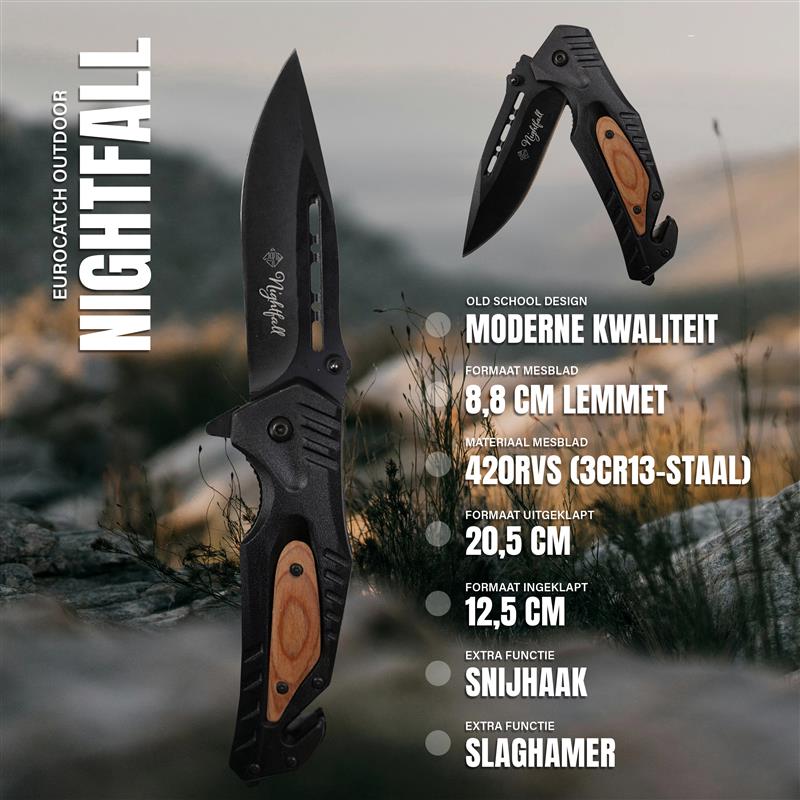Eurocatch Nightfall Couteau de Poche 420RVS – Un Compagnon Intemporel pour Chaque Aventure