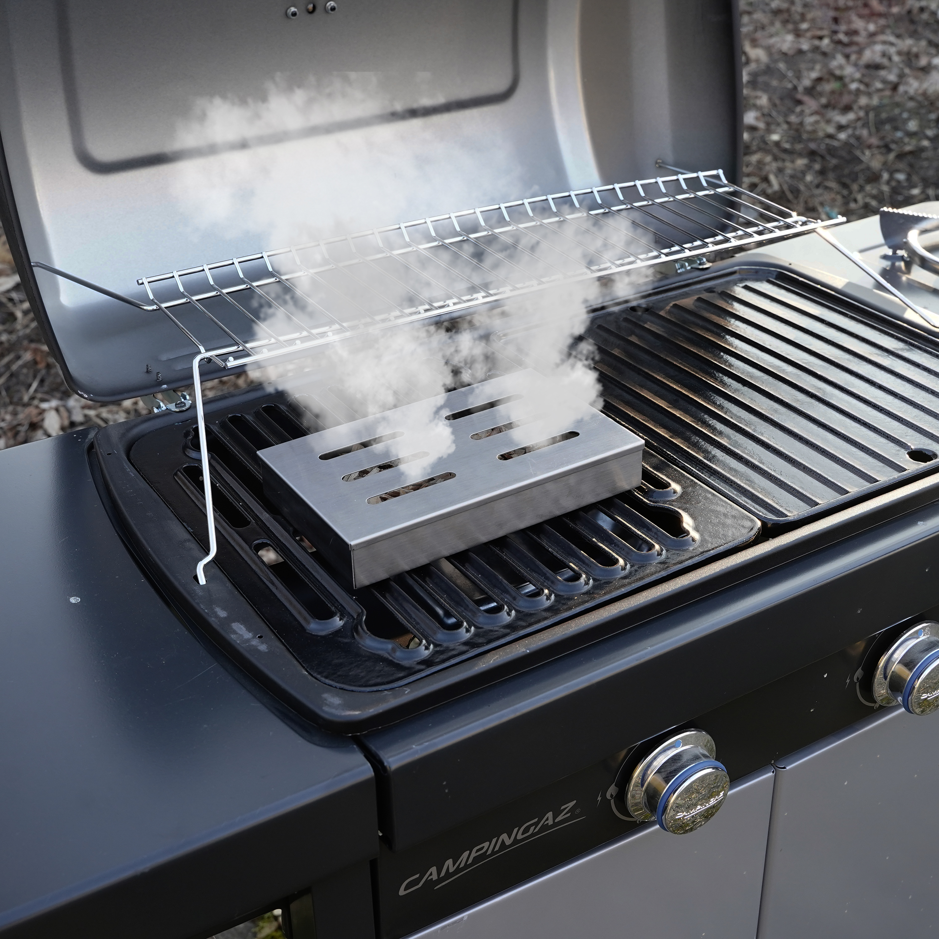 Eurocatch Set de Bois de Fumage avec Boîte à Fumage en Acier Inoxydable – Inclus 3 x 4L de Copeaux