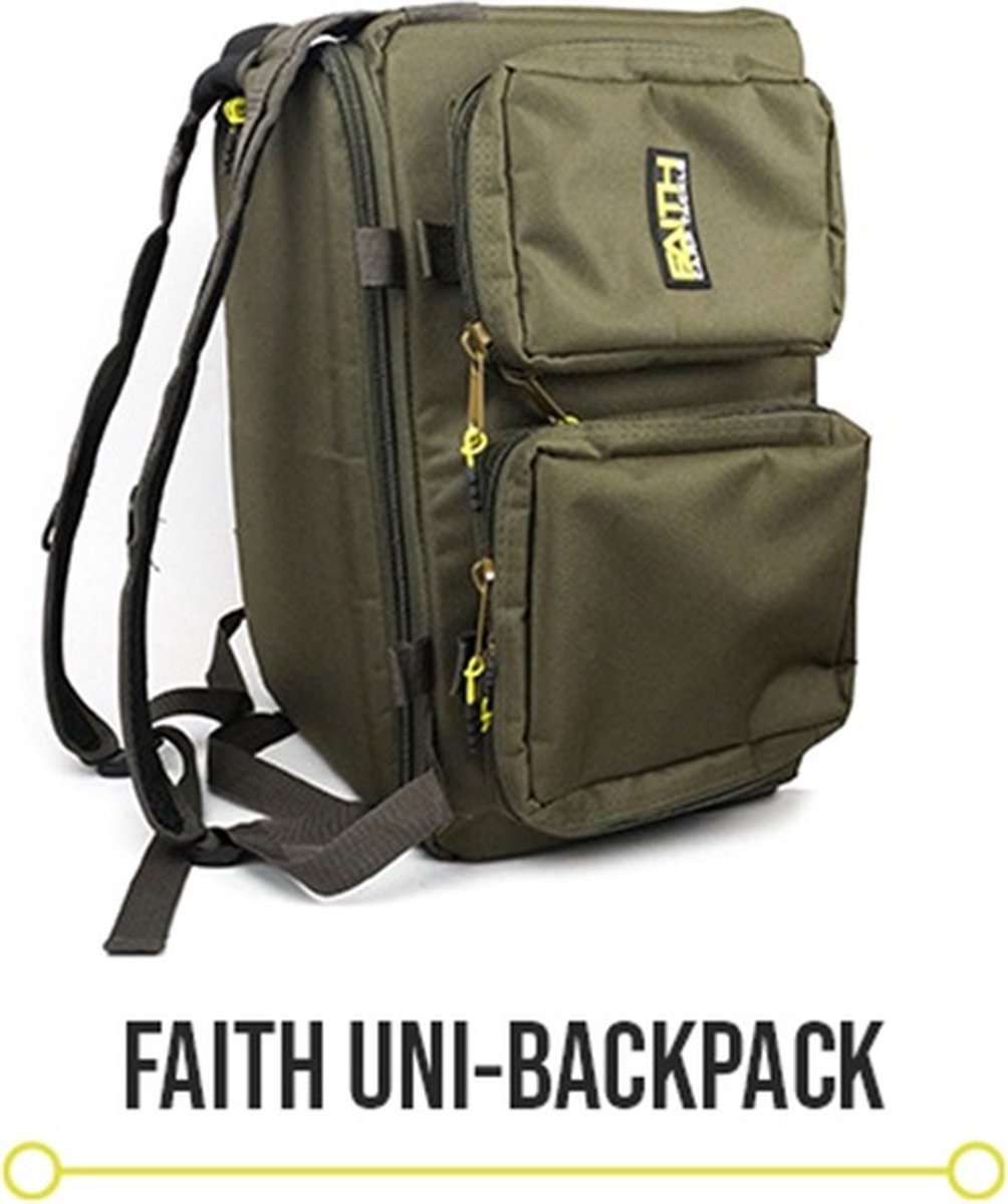 Ensemble de sacs de pêche Faith - Sac à canne - Sac à dos de pêche - Vert - Carryall - 12ft Holdall - Ensemble Deluxe - Ensemble Stalker