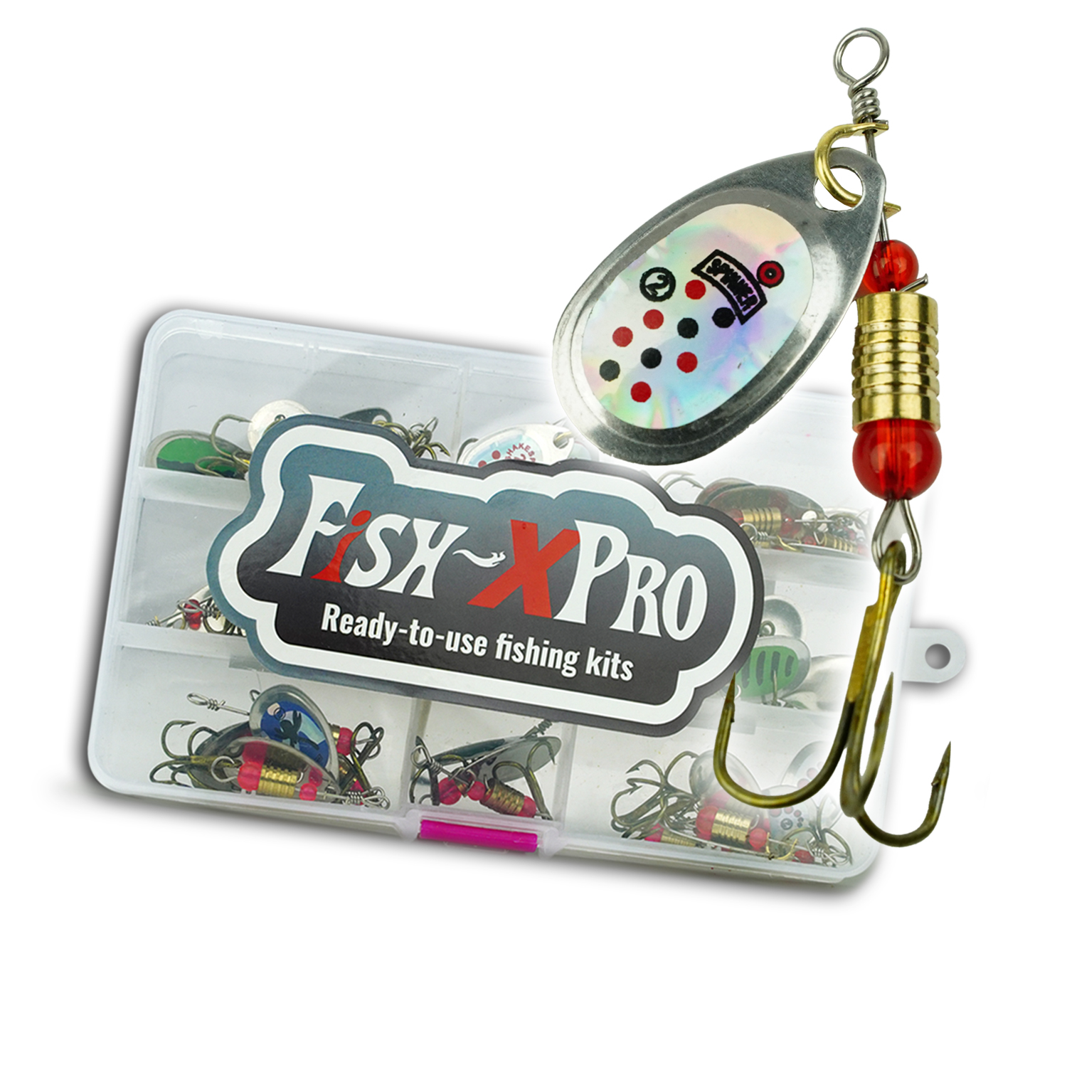 FishXpro Spinner set 31 pièces avec Tacklebox
