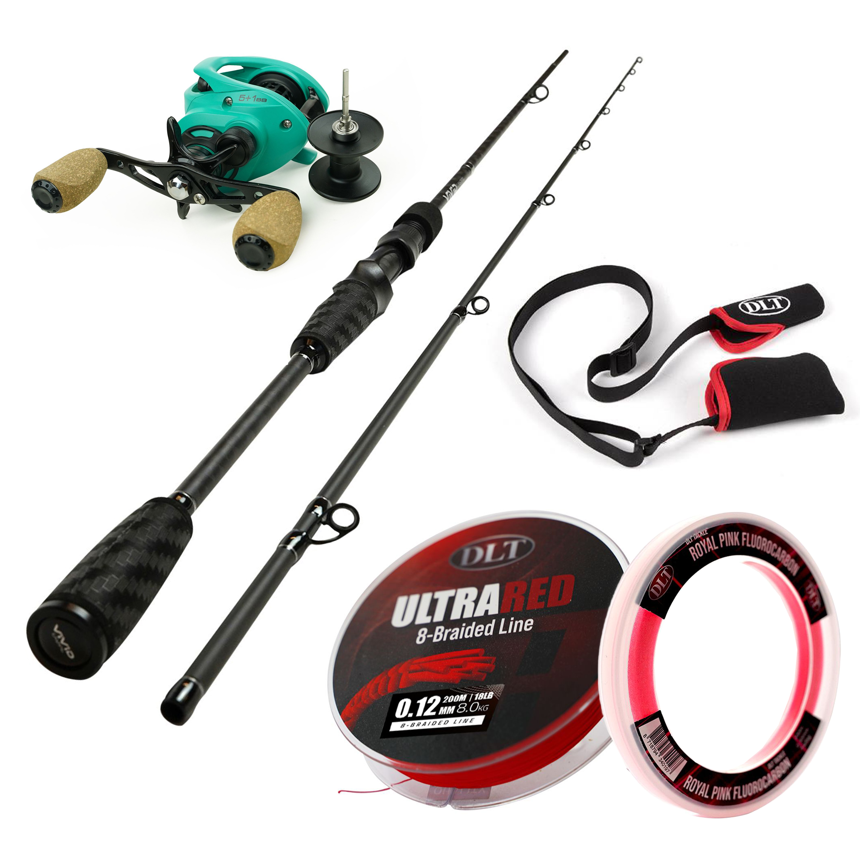 Set Casting DLT Vivid – Kit Complet avec Canne, Moulinet Baitcasting, Fil Tressé, Fluorocarbone et Housse