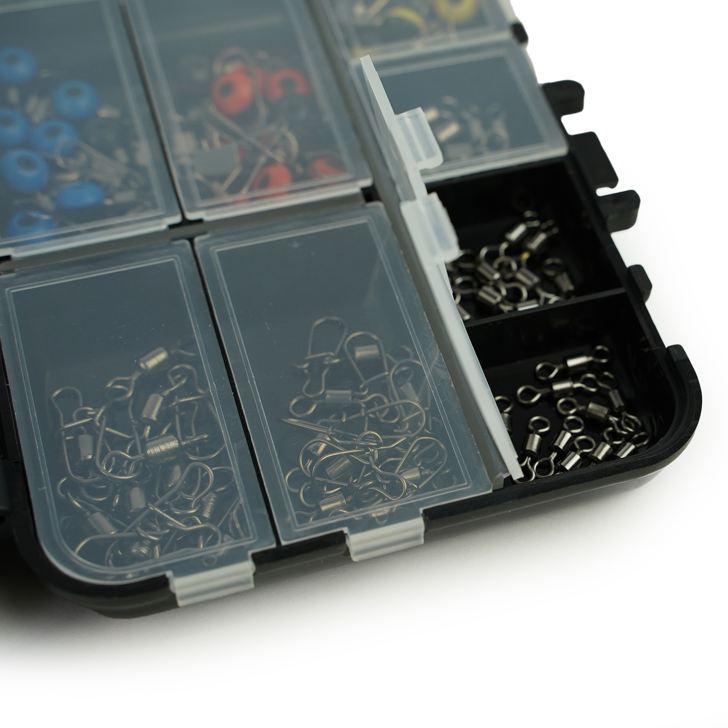 Fish-Xpro Hook&Swivel set - 177 pièces - Hameçons - Émerillons - Poids de pêche - y compris Tacklebox