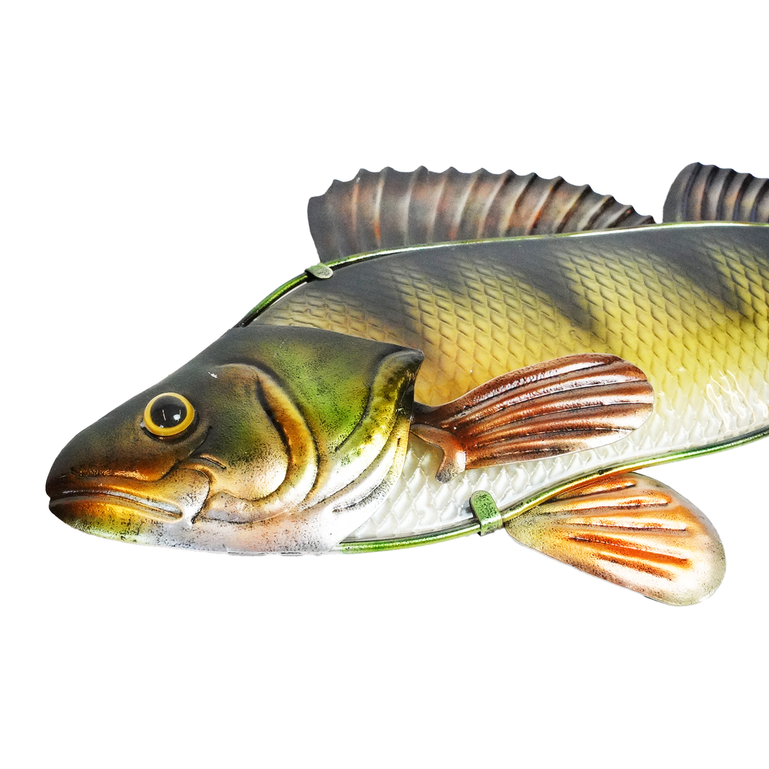 Eurocatch Ensemble de décoration murale brochet et perche - Décoration murale - 90 cm - Métal et verre 3D - Art - Astuce cadeau