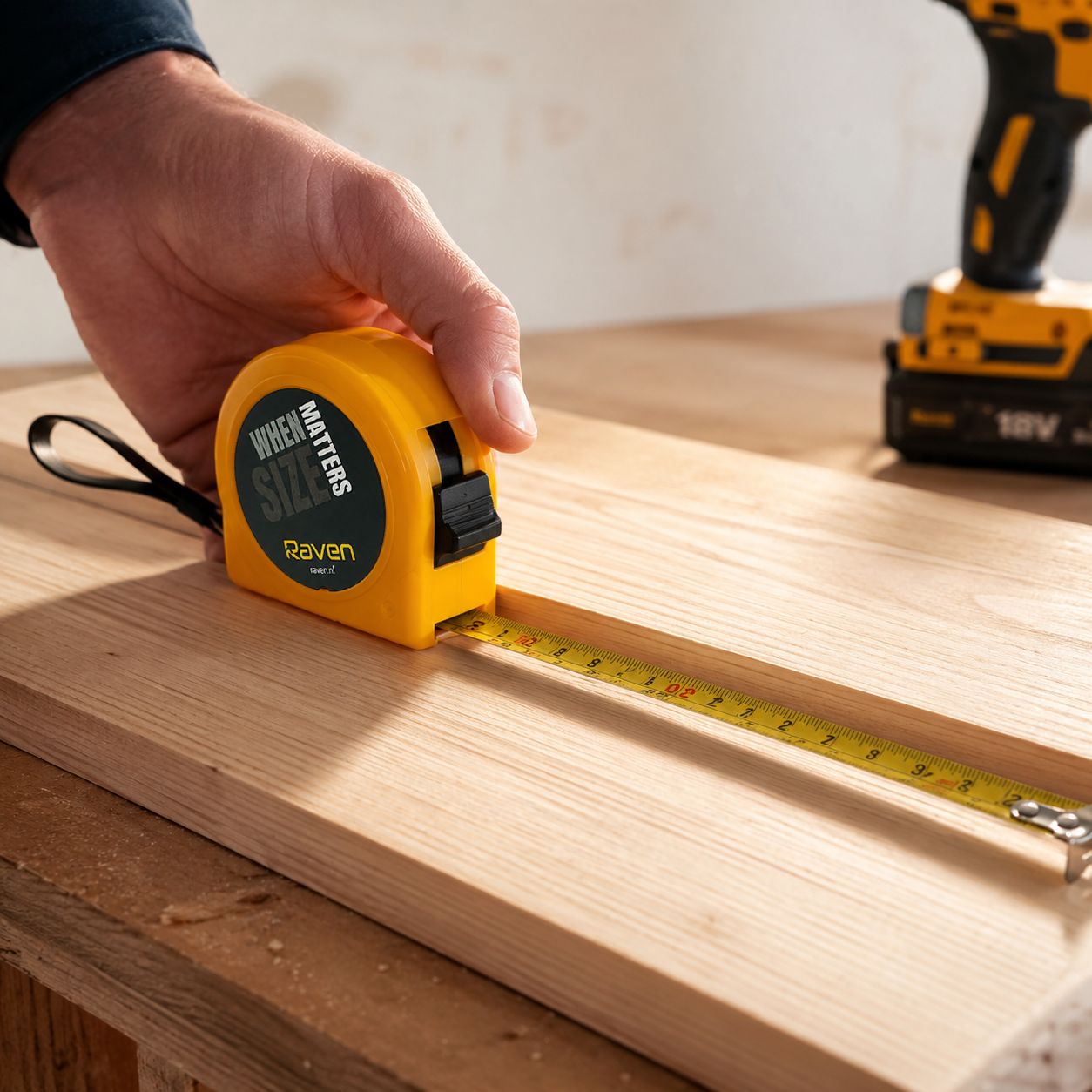 Raven tape measure - 2m - Yellow