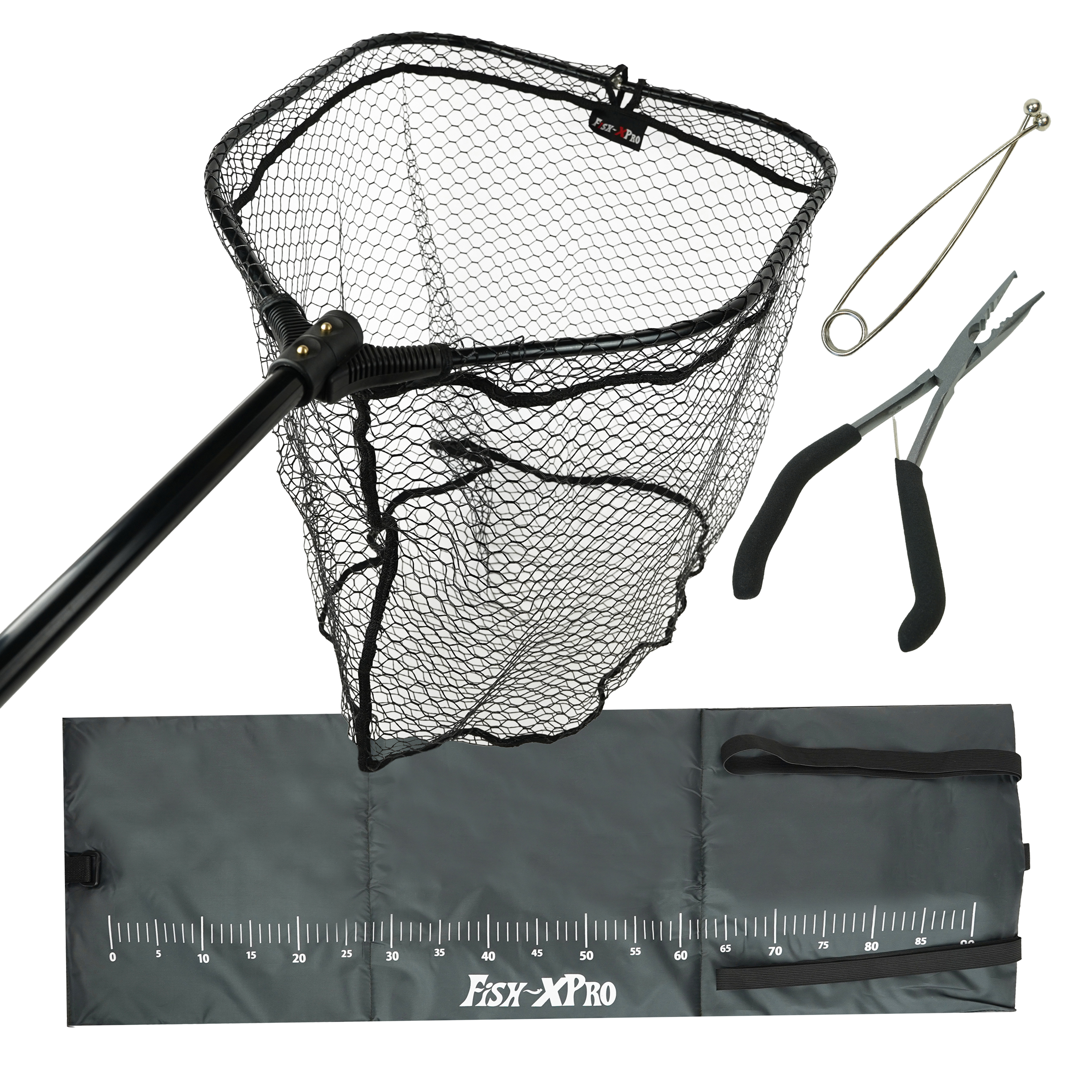 Kit d'atterrissage FishXpro Predator - Epuisette - tapis de décrochage - pince de décrochage - écarteur à mâchoires - ensemble complet