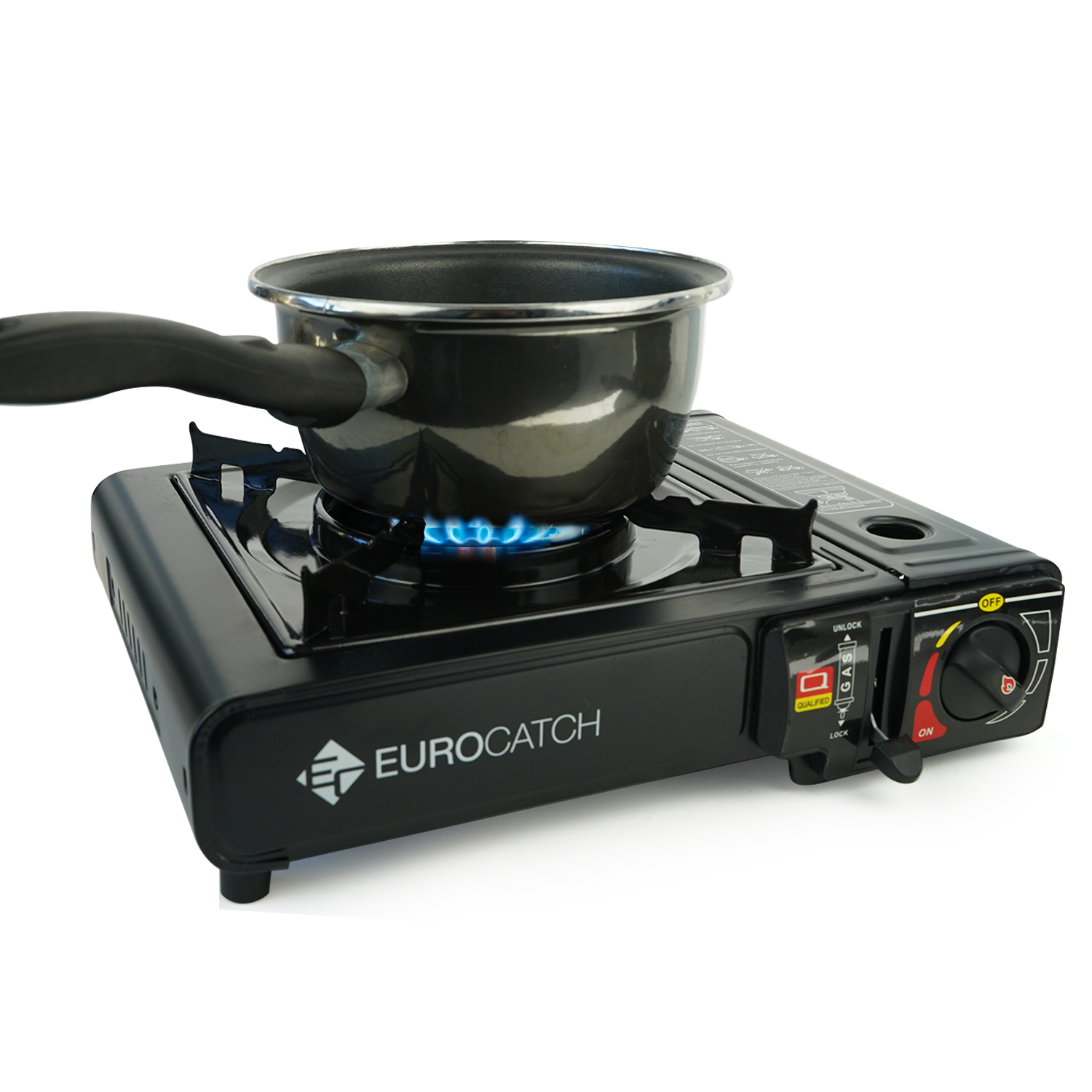 Eurocatch Outdoor - Réchaud à gaz - avec 4 bonbonnes de gaz - Réchaud à gaz - Réchaud de camping - Brûleur à gaz - Réchaud à gaz - Réchaud à gaz - Cuisinière - Mallette de transport