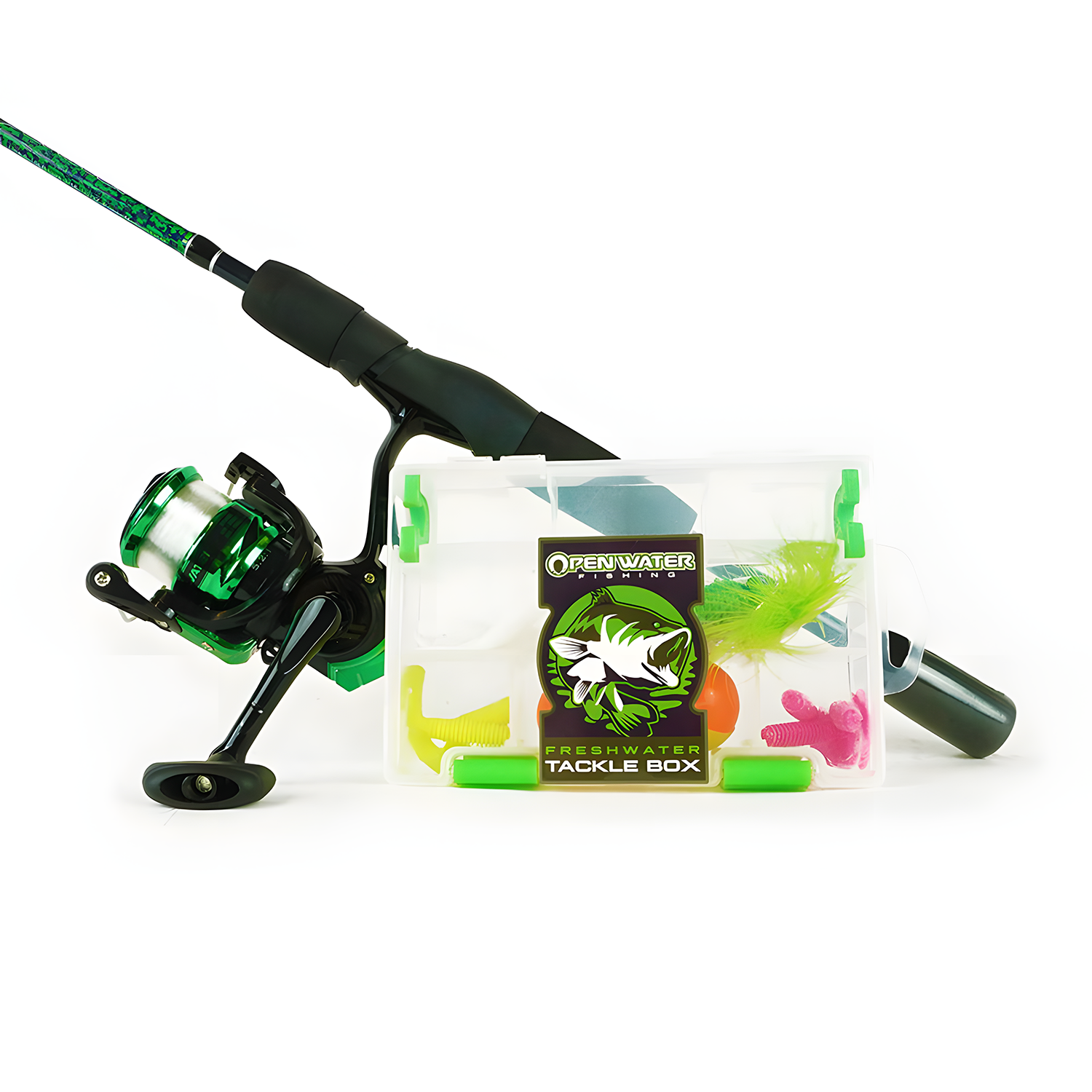 Eurocatch Spinnruten-Set mit Kescher – Komplettes Casting-Ruten-Set mit Rolle und Kescher – 31-teilig – Vert – Angelrute – Geschenkidee