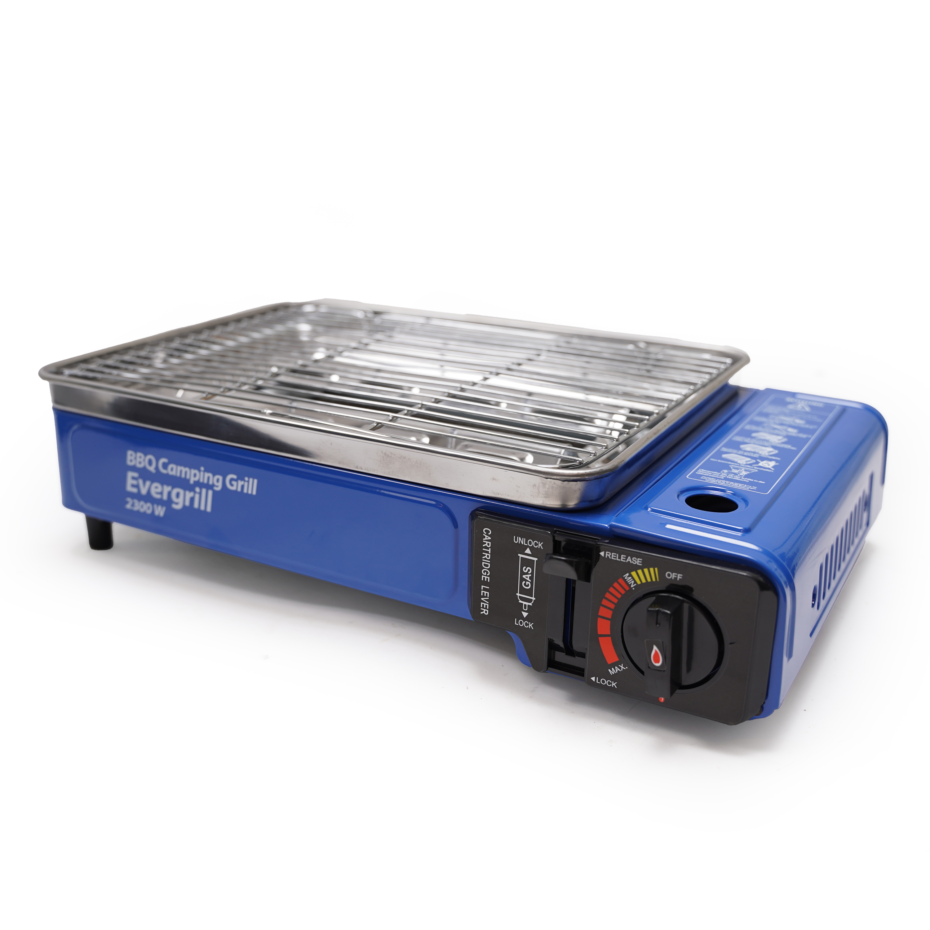 Eurocatch Gaz Butane Camping Grill Evergrill - Barbecue à gaz - Réchaud de camping - Grill de table - Barbecue de table -incl. 16 Bidons de gaz