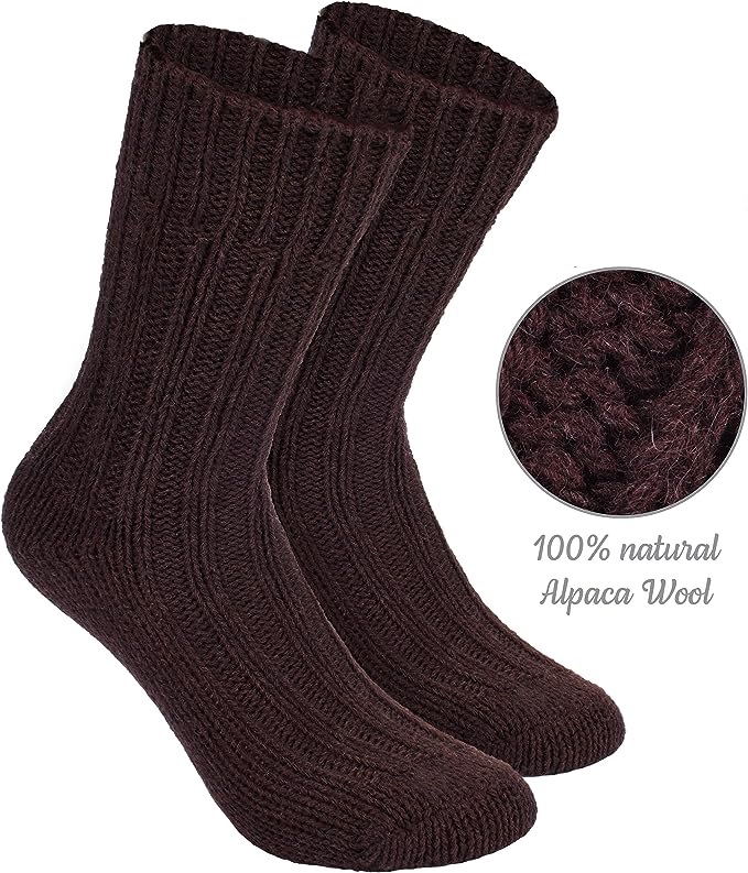 Brubaker 4 Paar Socken aus Alpakawolle – Braun