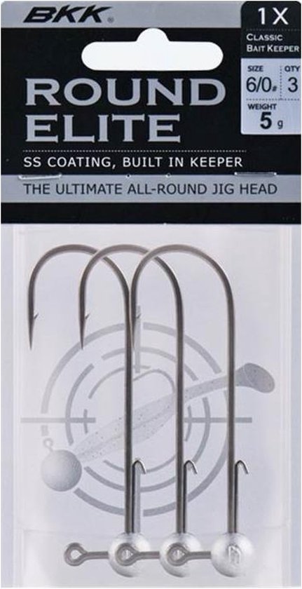 BKK Round Elite Jigheads + Baitkeeper - Grijs - 7g - 3/0# - 3pcs