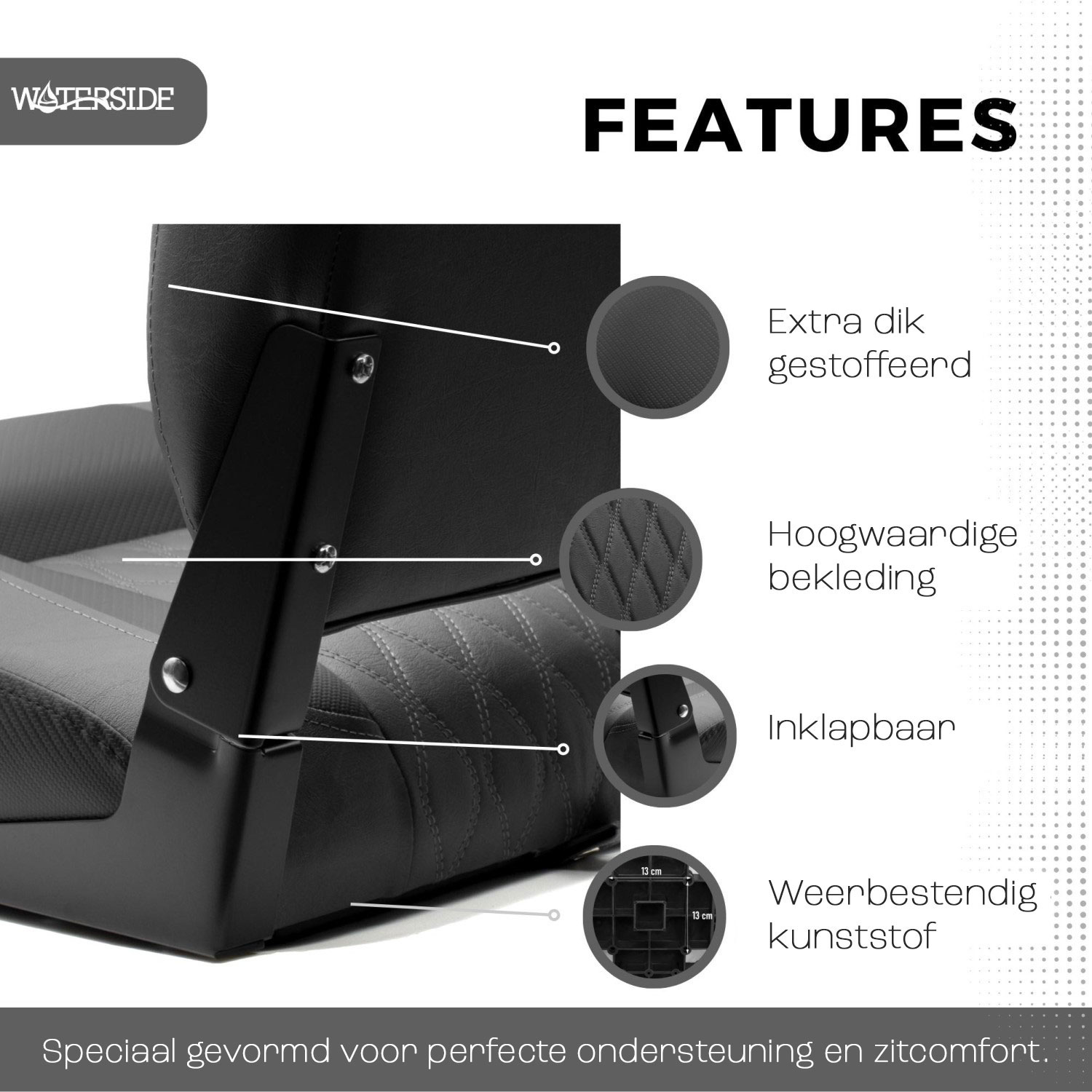 Waterside - Luxus Low Back - Siège pour bateau - Klark - Série Dark