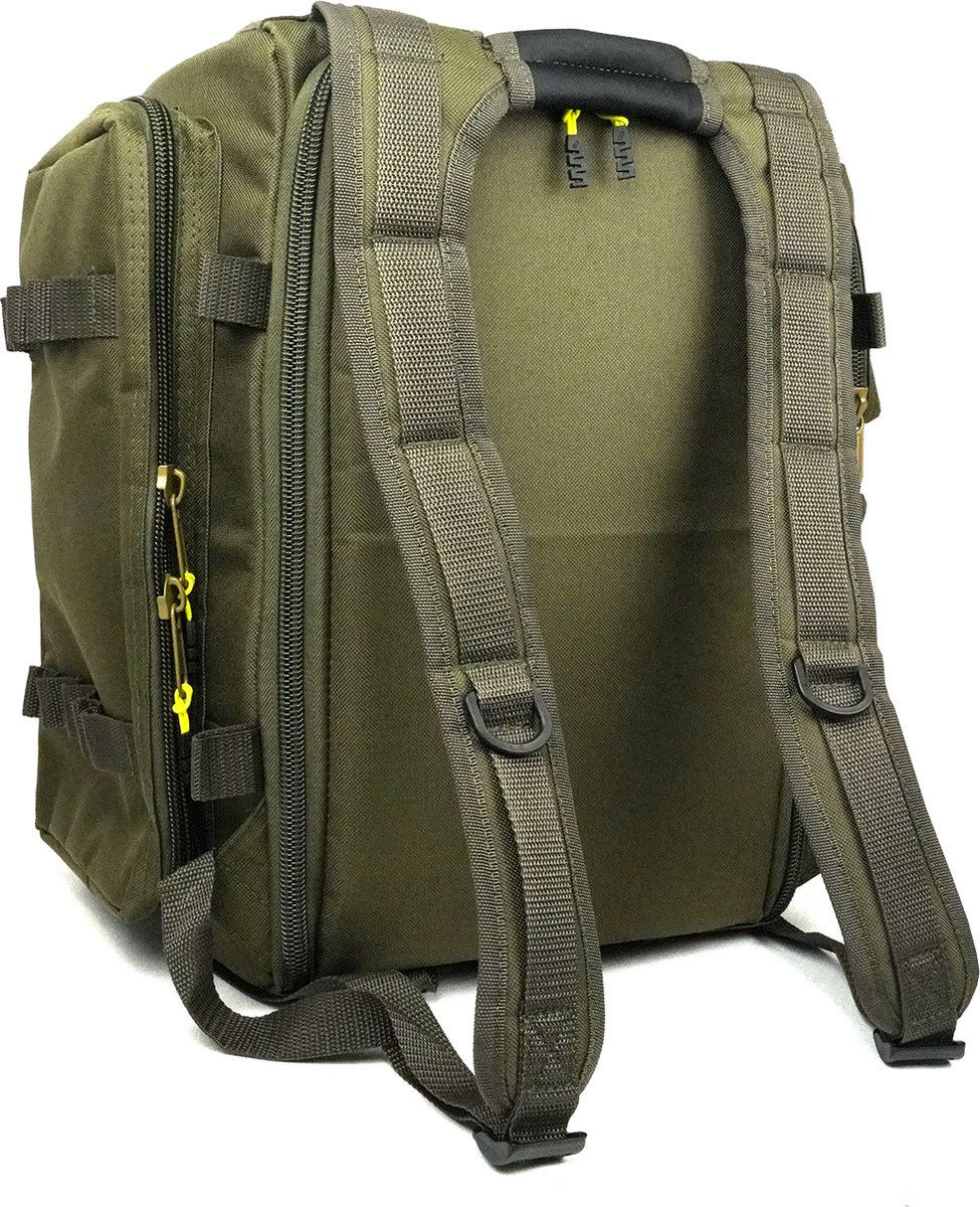 Ensemble de sacs de pêche Faith - Sac à canne - Sac à dos de pêche - Vert - Carryall - 12ft Holdall - Ensemble Deluxe - Ensemble Stalker