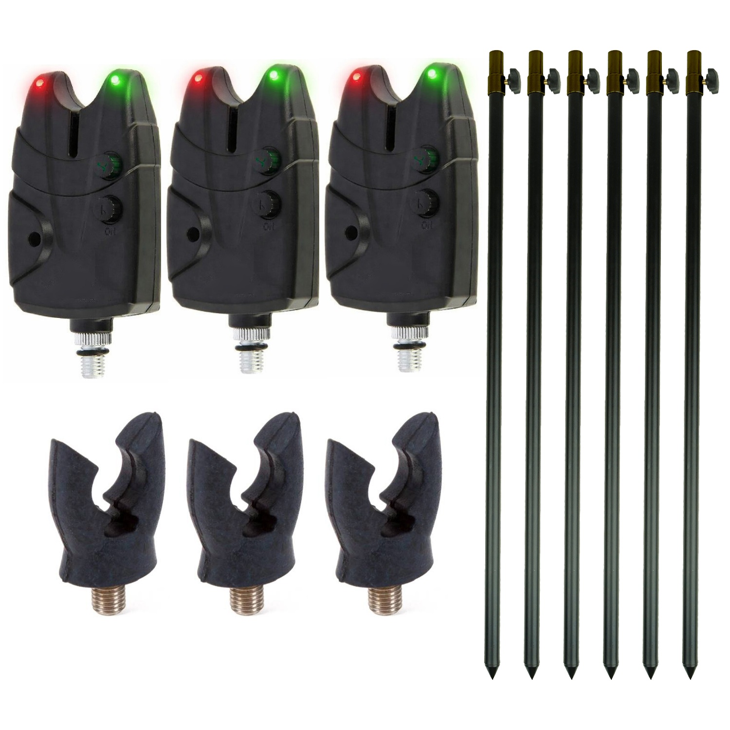 Eurocatch Bite Alarm Bankstick set 3 cannes - Pêche de la carpe - Alarme de touche - Support canne