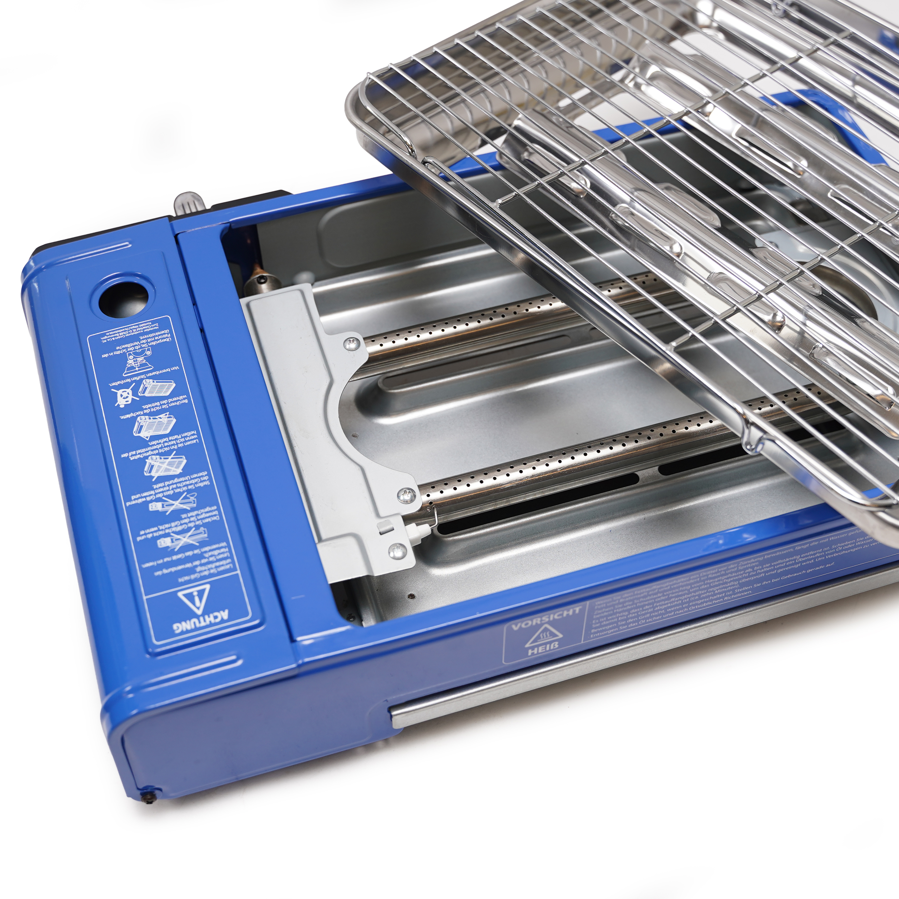 Eurocatch Gaz Butane Camping Grill Evergrill - Barbecue à gaz - Réchaud de camping - Grill de table - Barbecue de table -incl. 16 Bidons de gaz